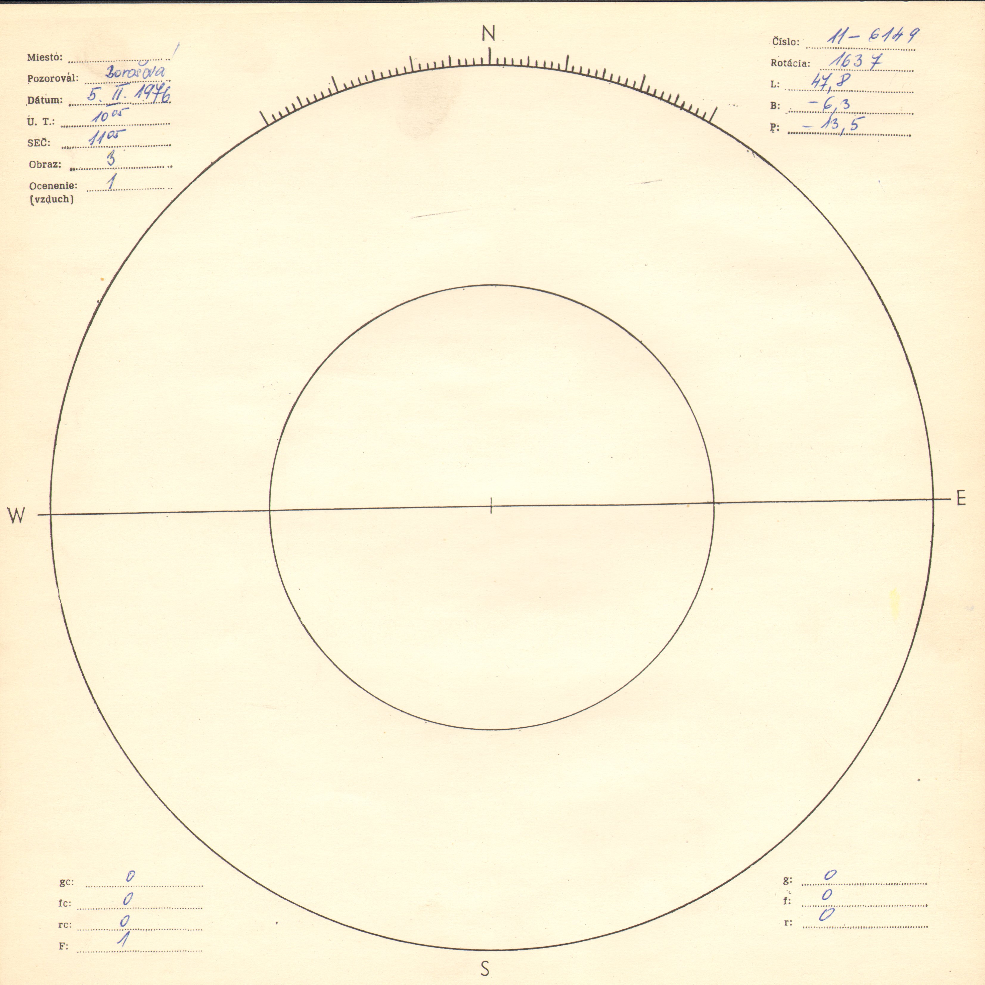 Obrázok zákresu Slnka na deň 05.02.1976