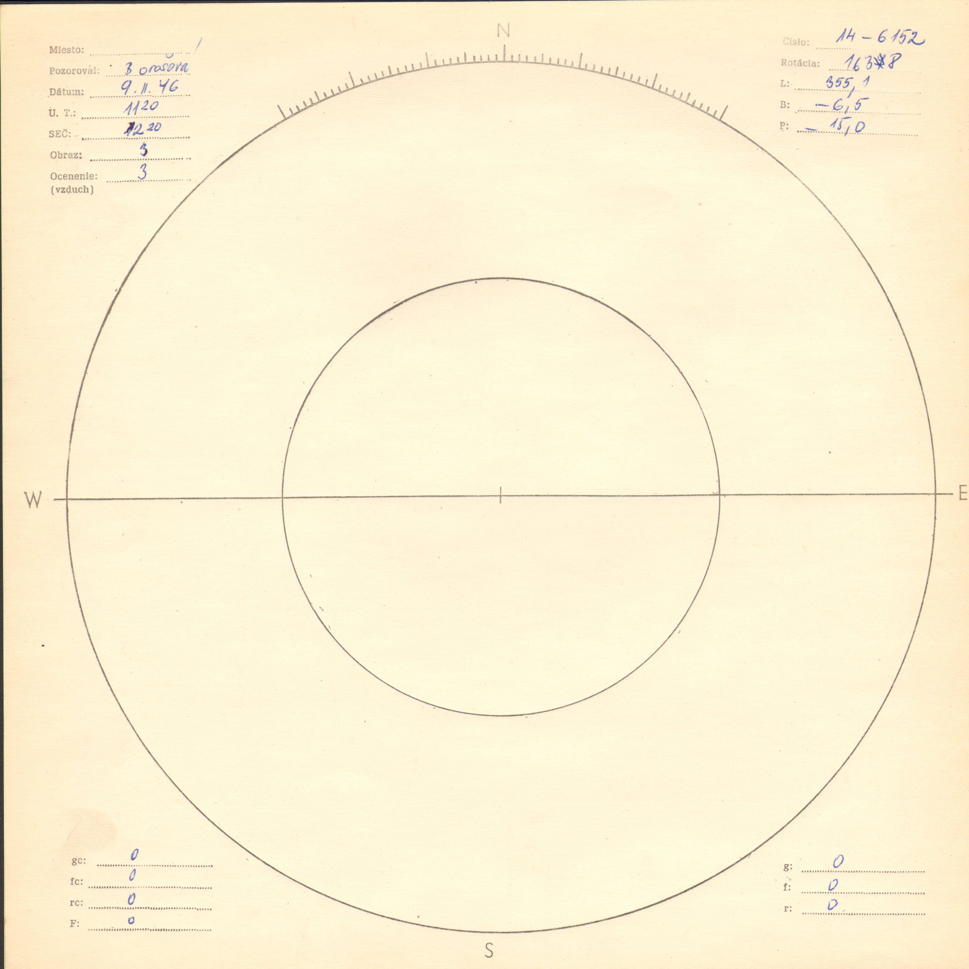 Obrázok zákresu Slnka na deň 09.02.1976