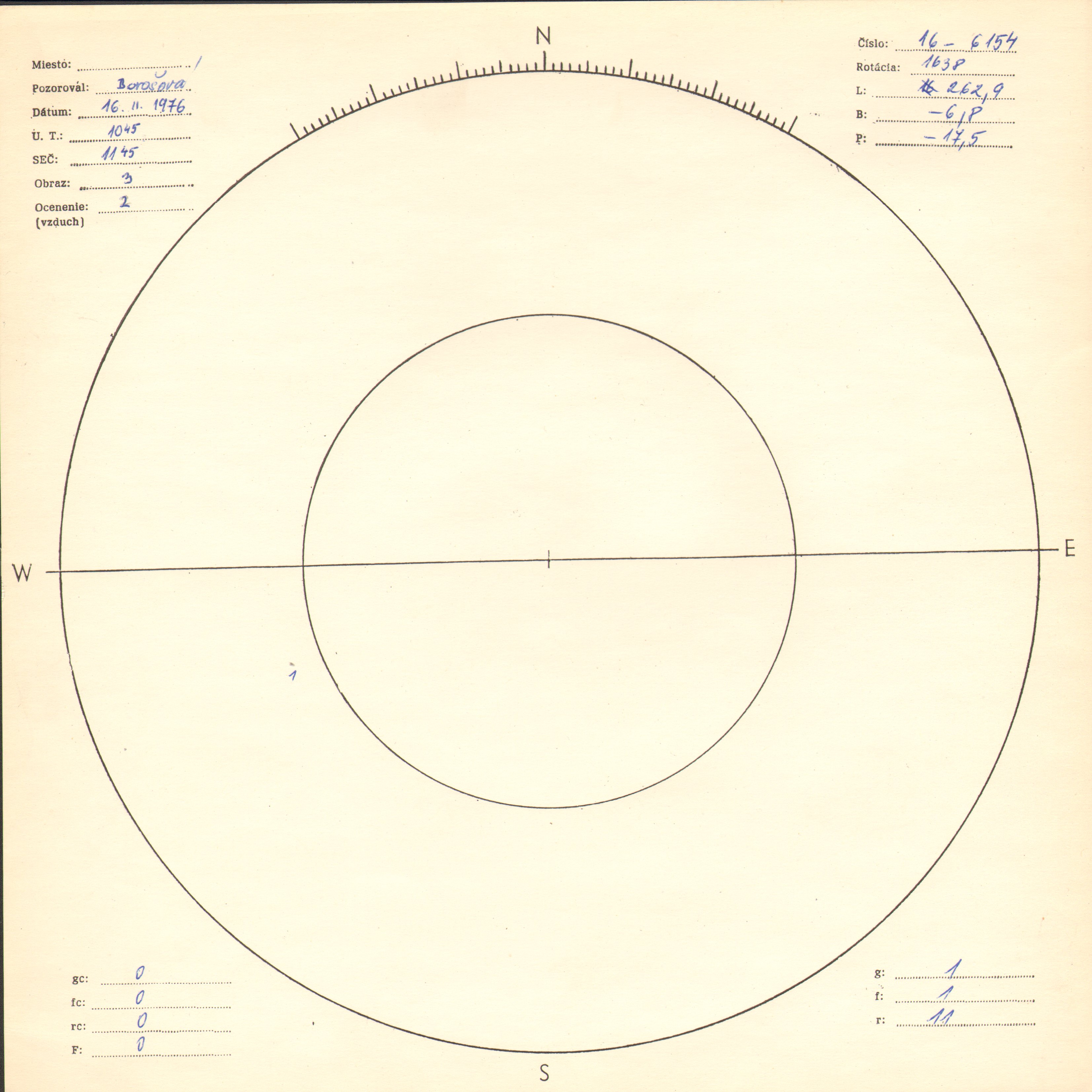 Obrázok zákresu Slnka na deň 16.02.1976