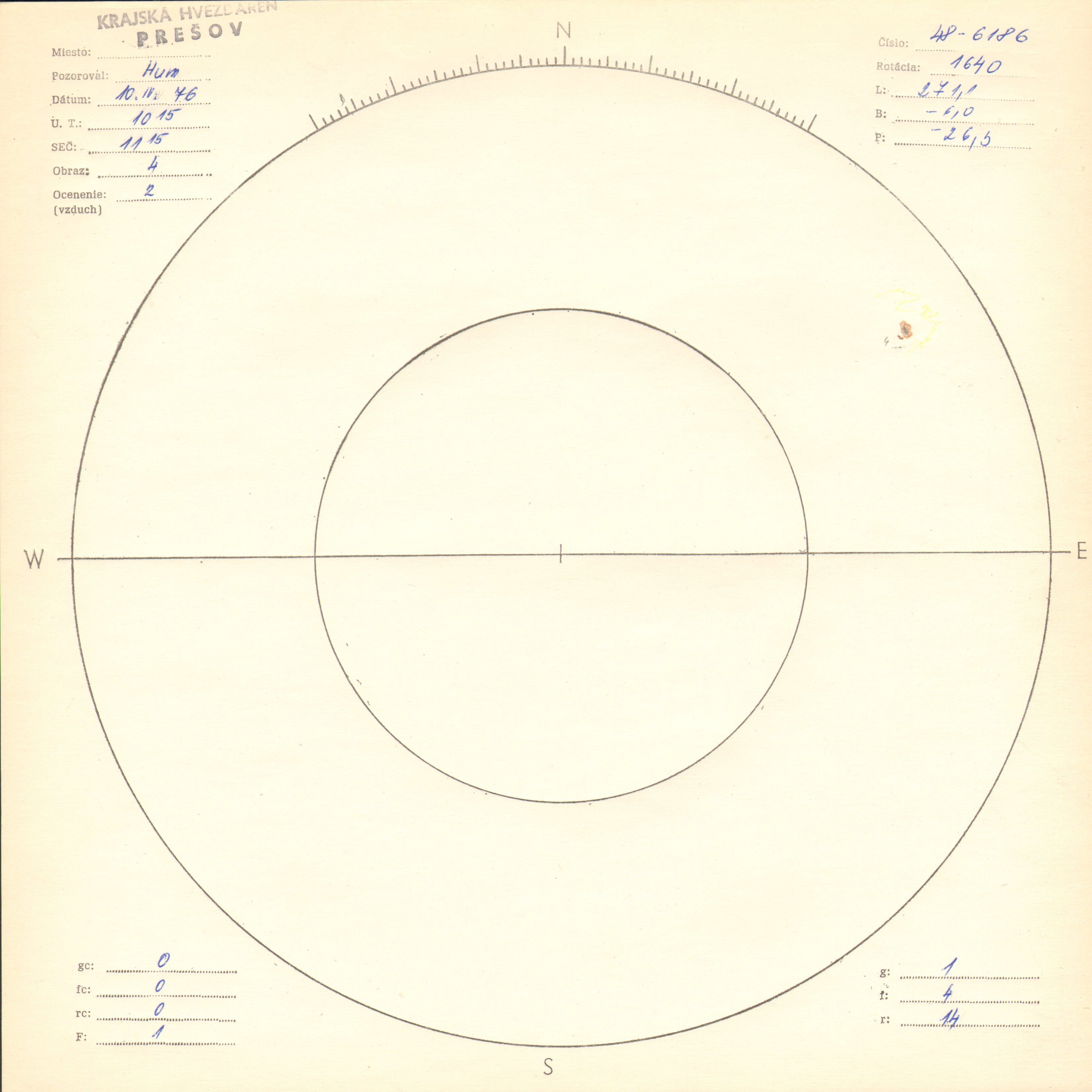 Obrázok zákresu Slnka na deň 10.04.1976