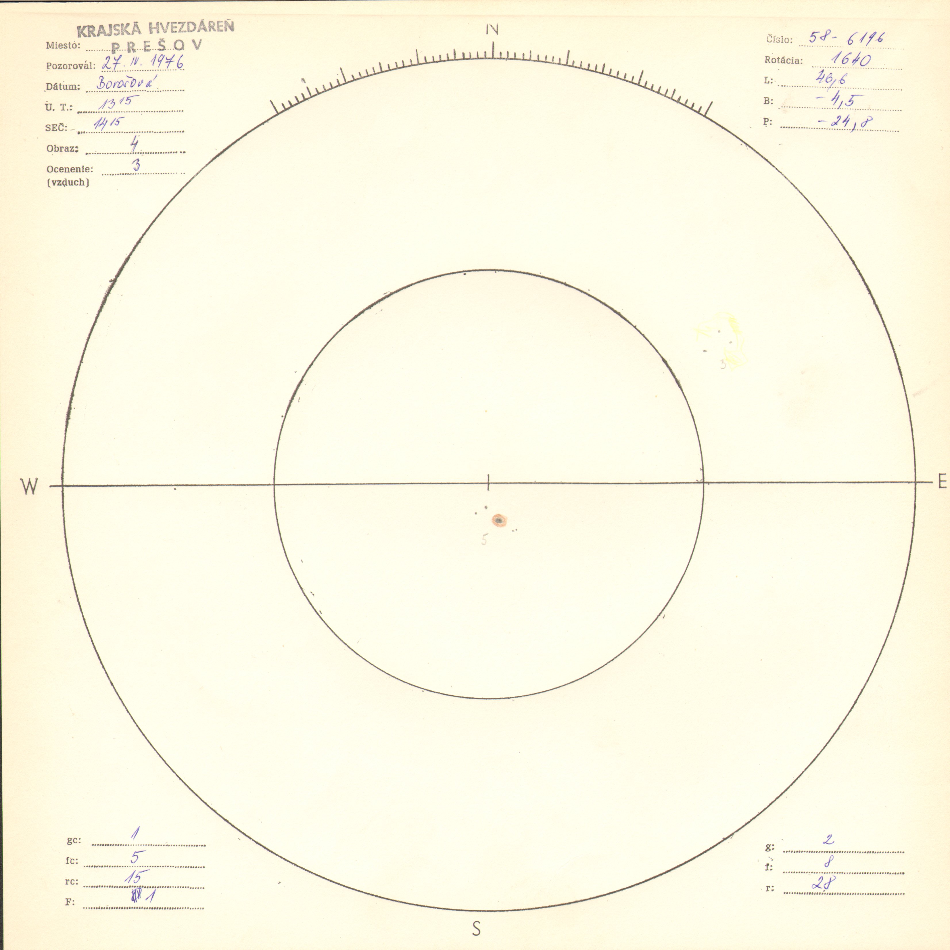 Obrázok zákresu Slnka na deň 27.04.1976