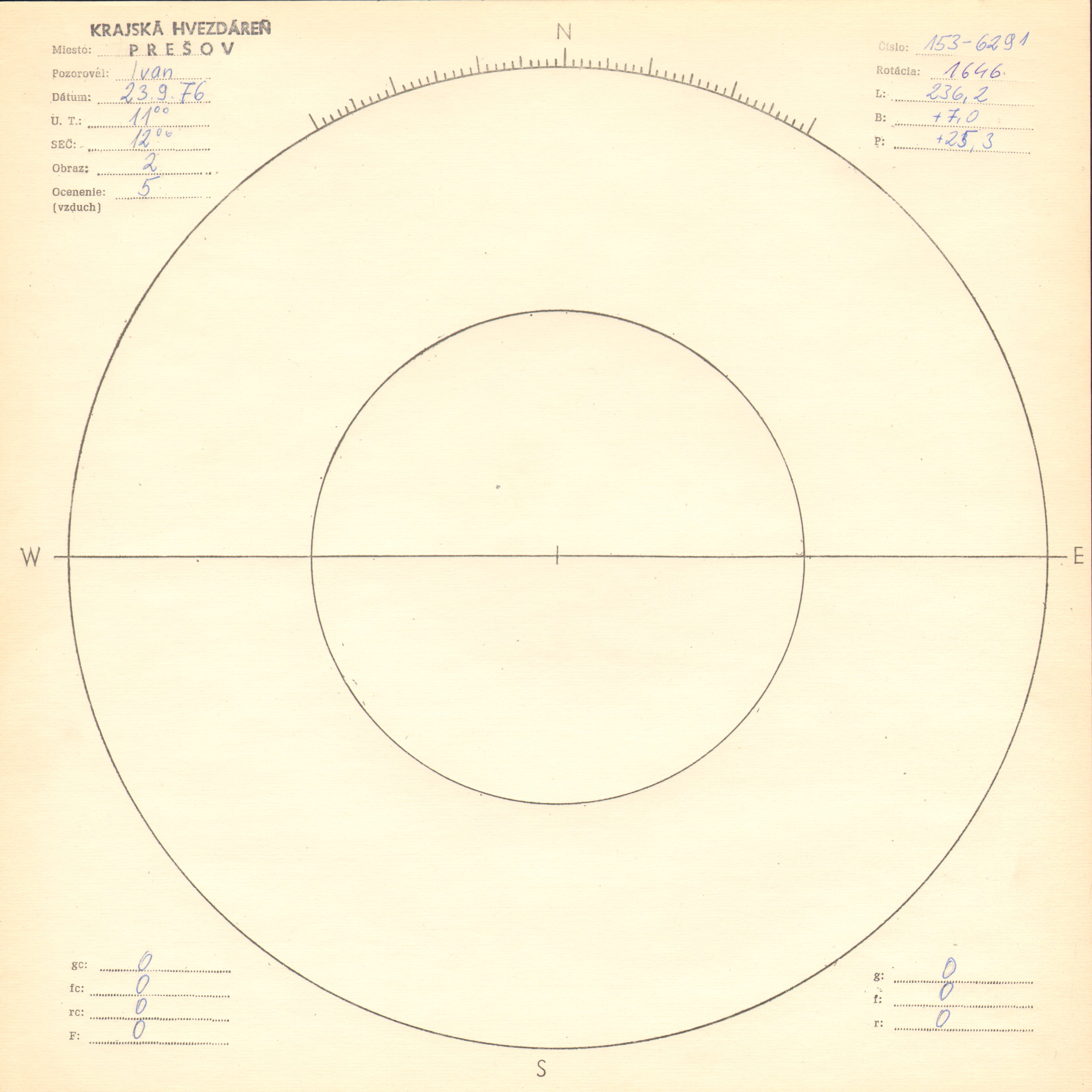 Obrázok zákresu Slnka na deň 23.09.1976