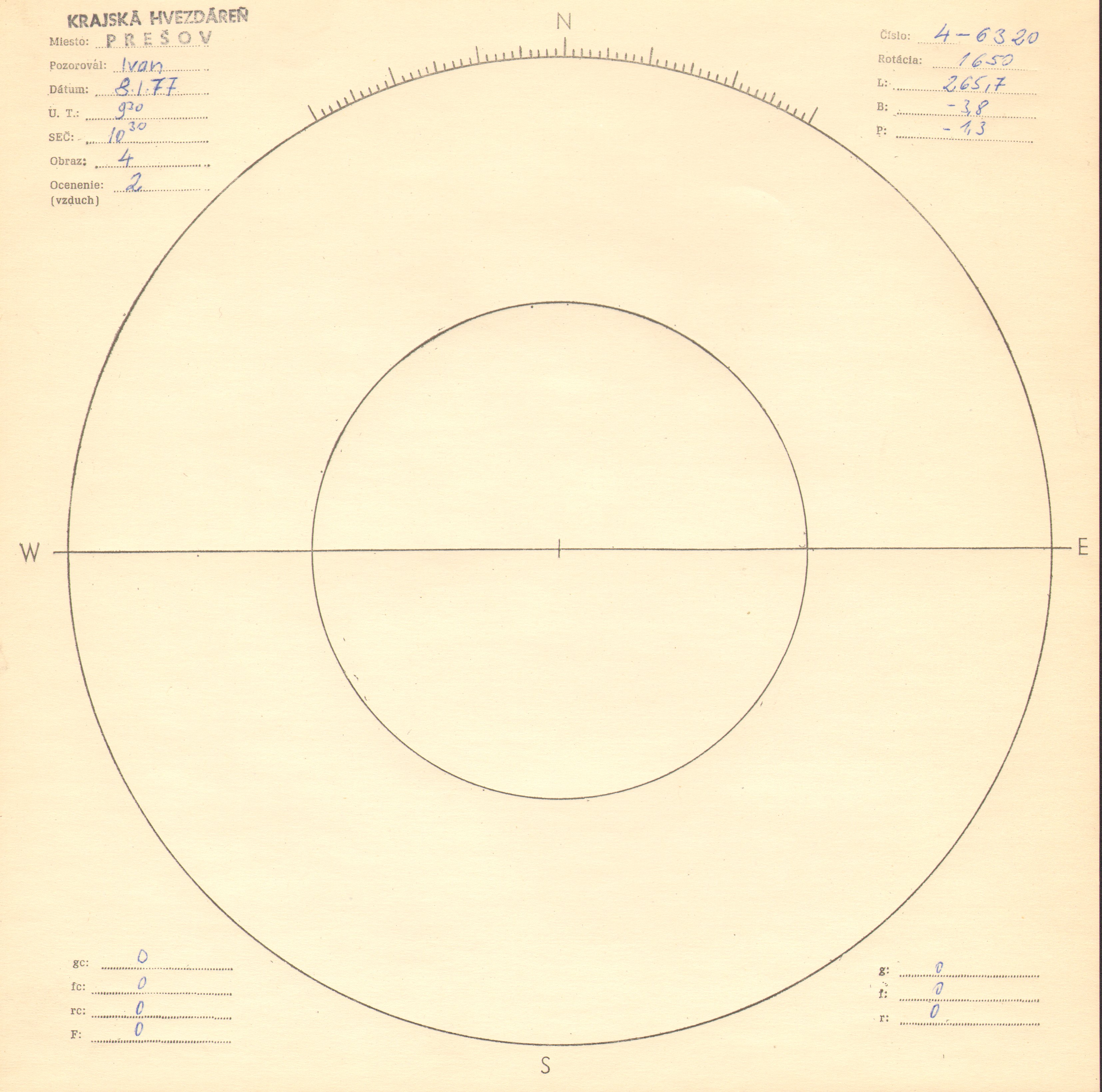Obrázok zákresu Slnka na deň 08.01.1977