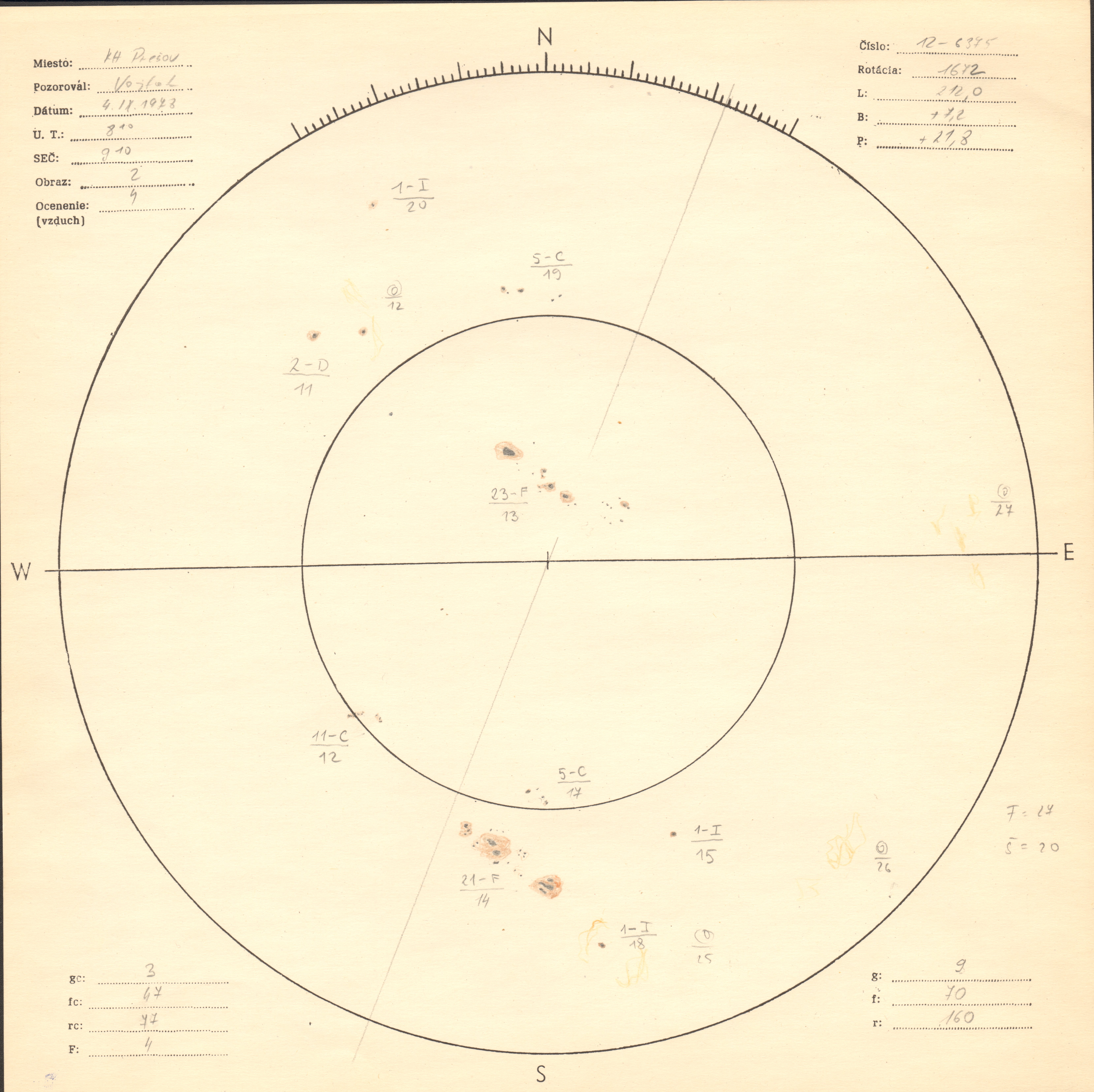 Obrázok zákresu Slnka na deň 04.09.1978