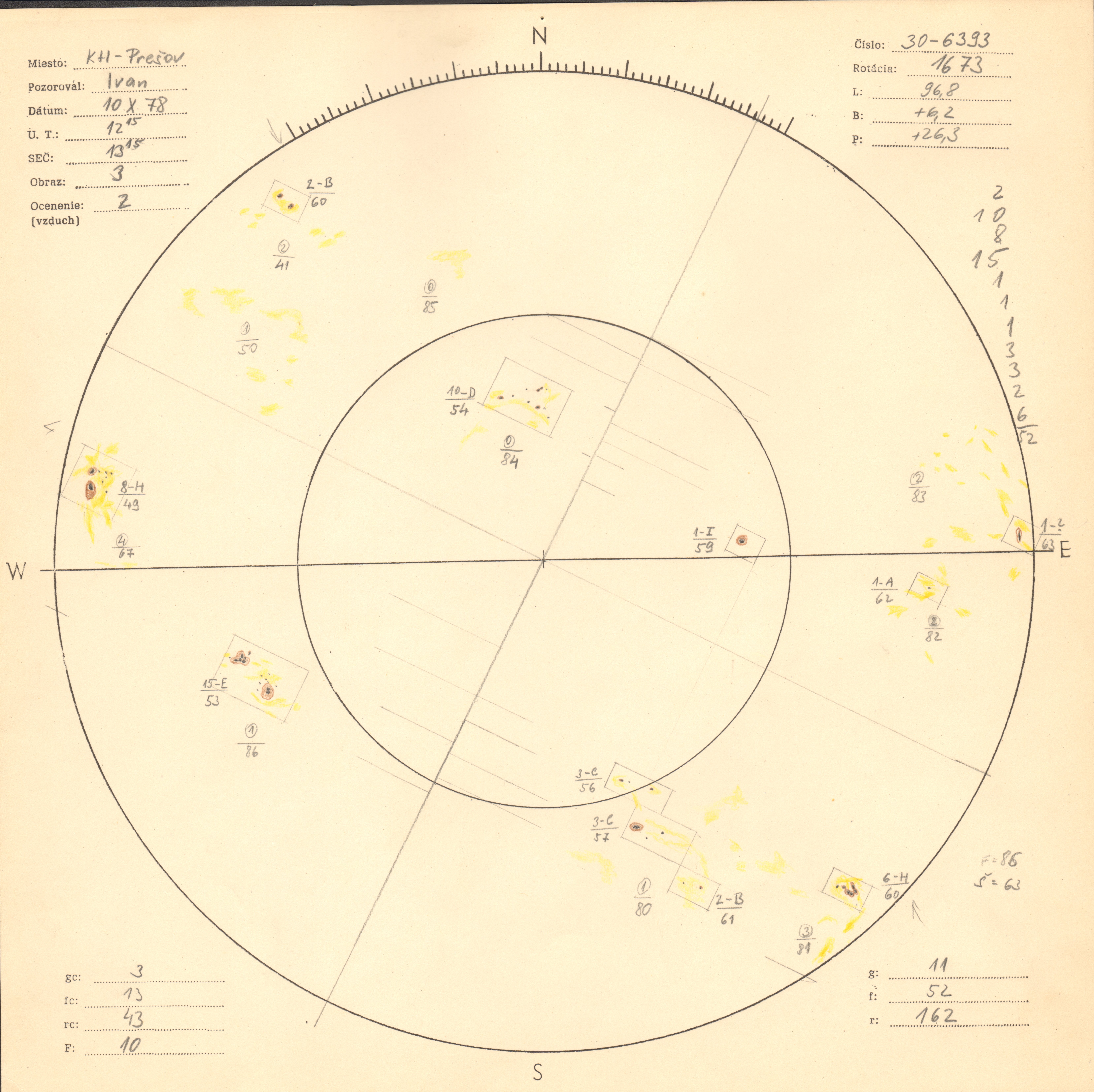 Obrázok zákresu Slnka na deň 10.10.1978