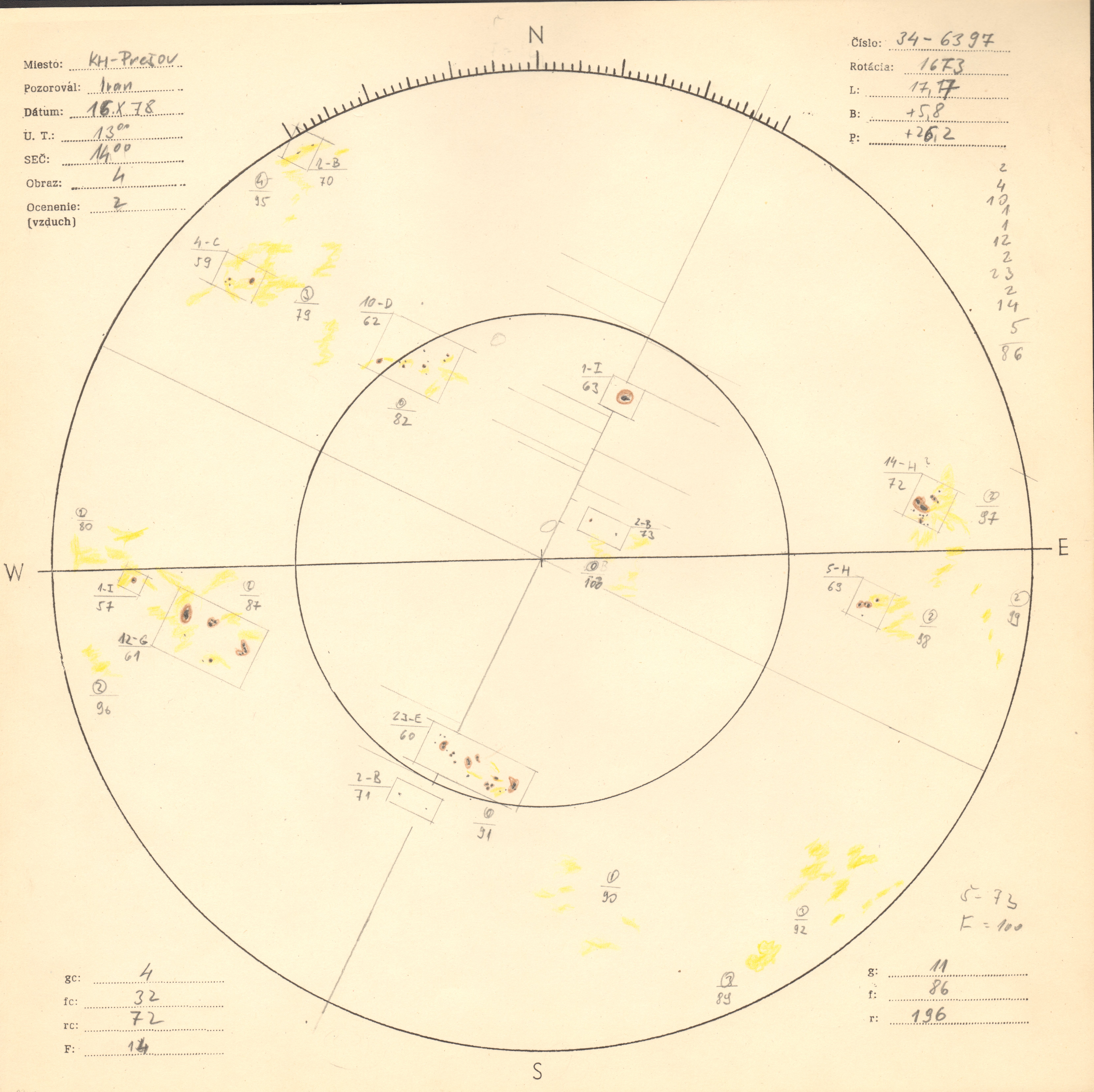 Obrázok zákresu Slnka na deň 16.10.1978