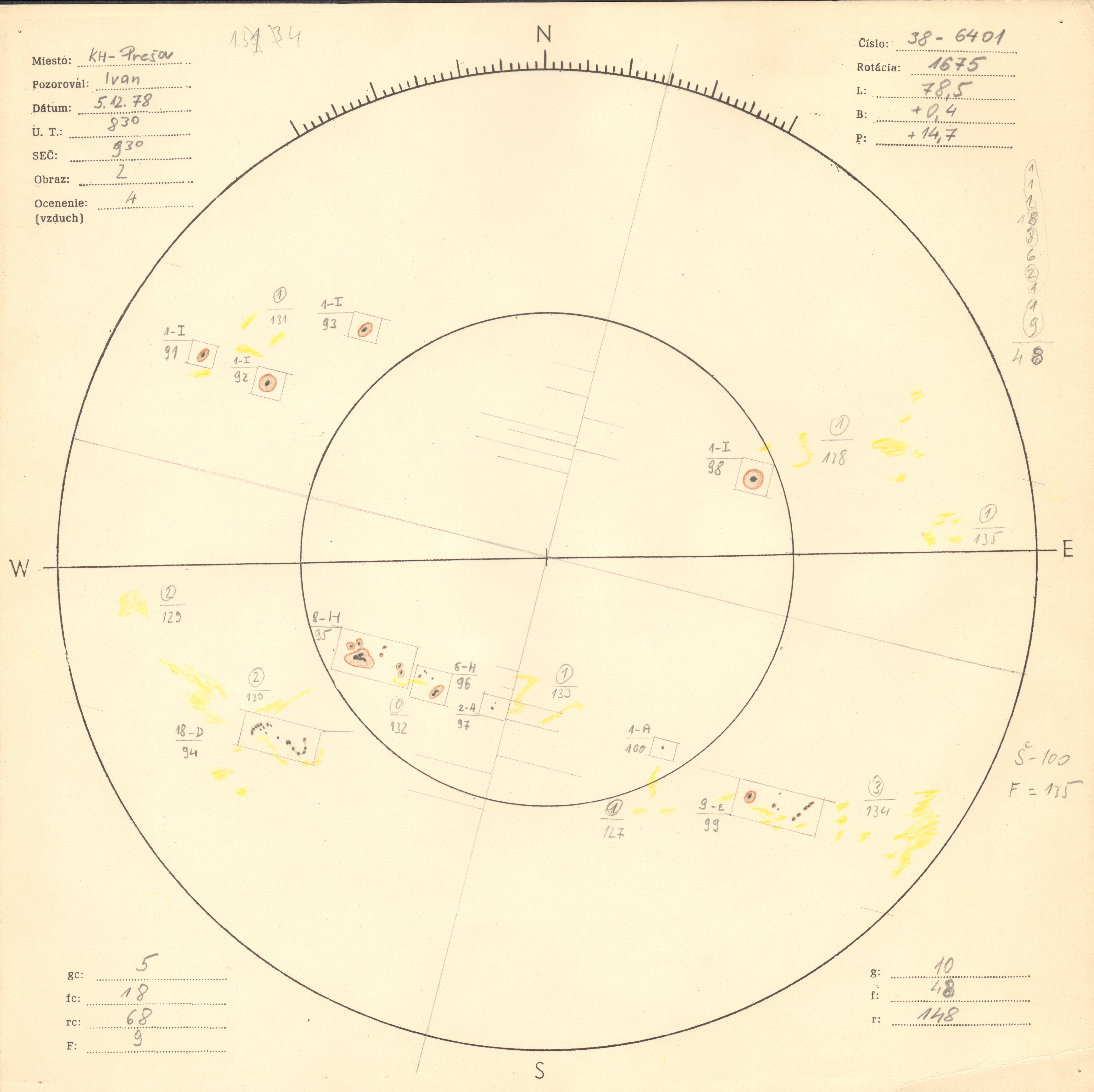 Obrázok zákresu Slnka na deň 05.12.1978