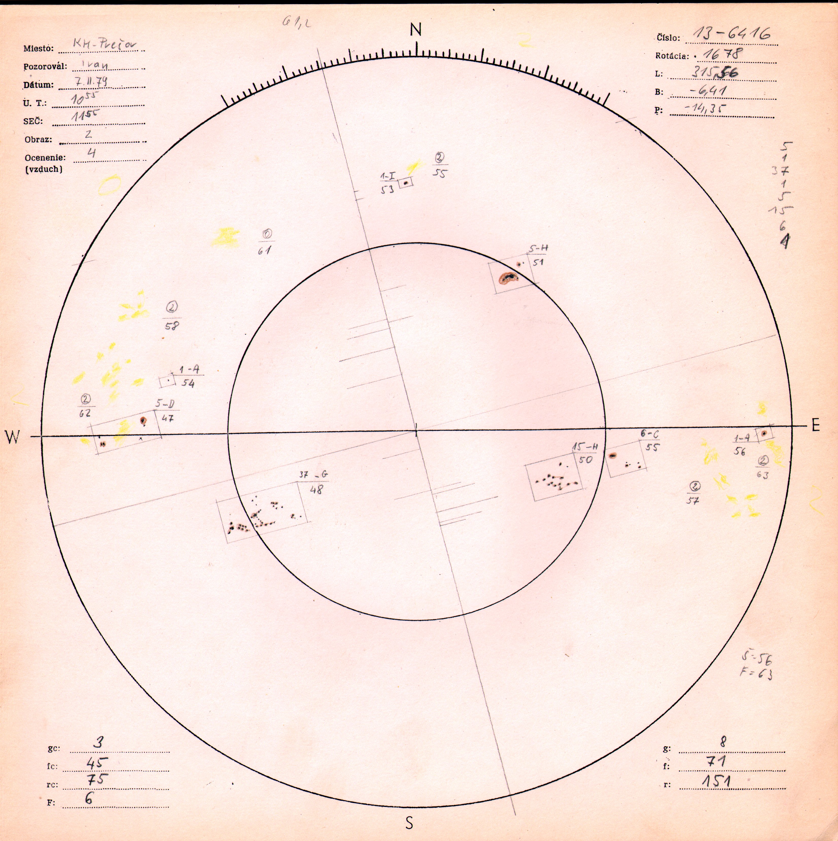 Obrázok zákresu Slnka na deň 07.02.1979