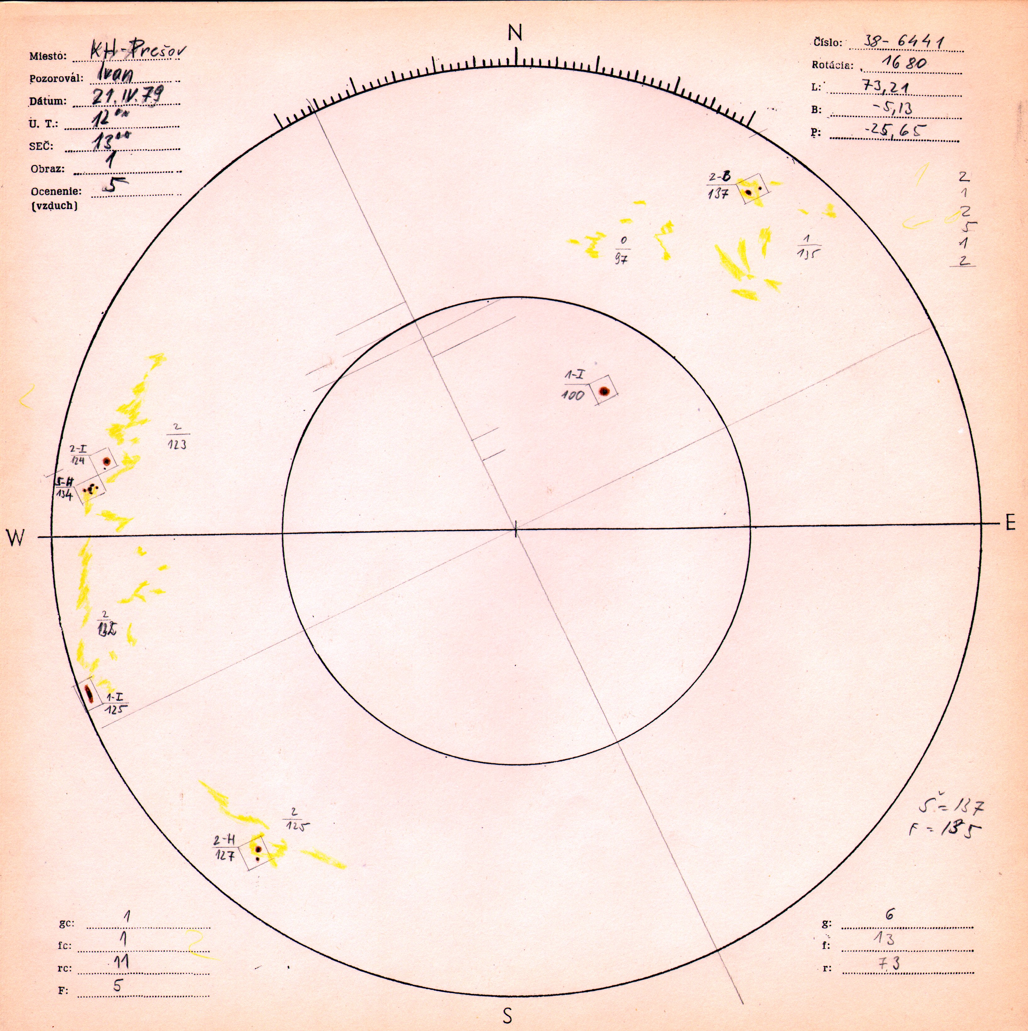 Obrázok zákresu Slnka na deň 21.04.1979