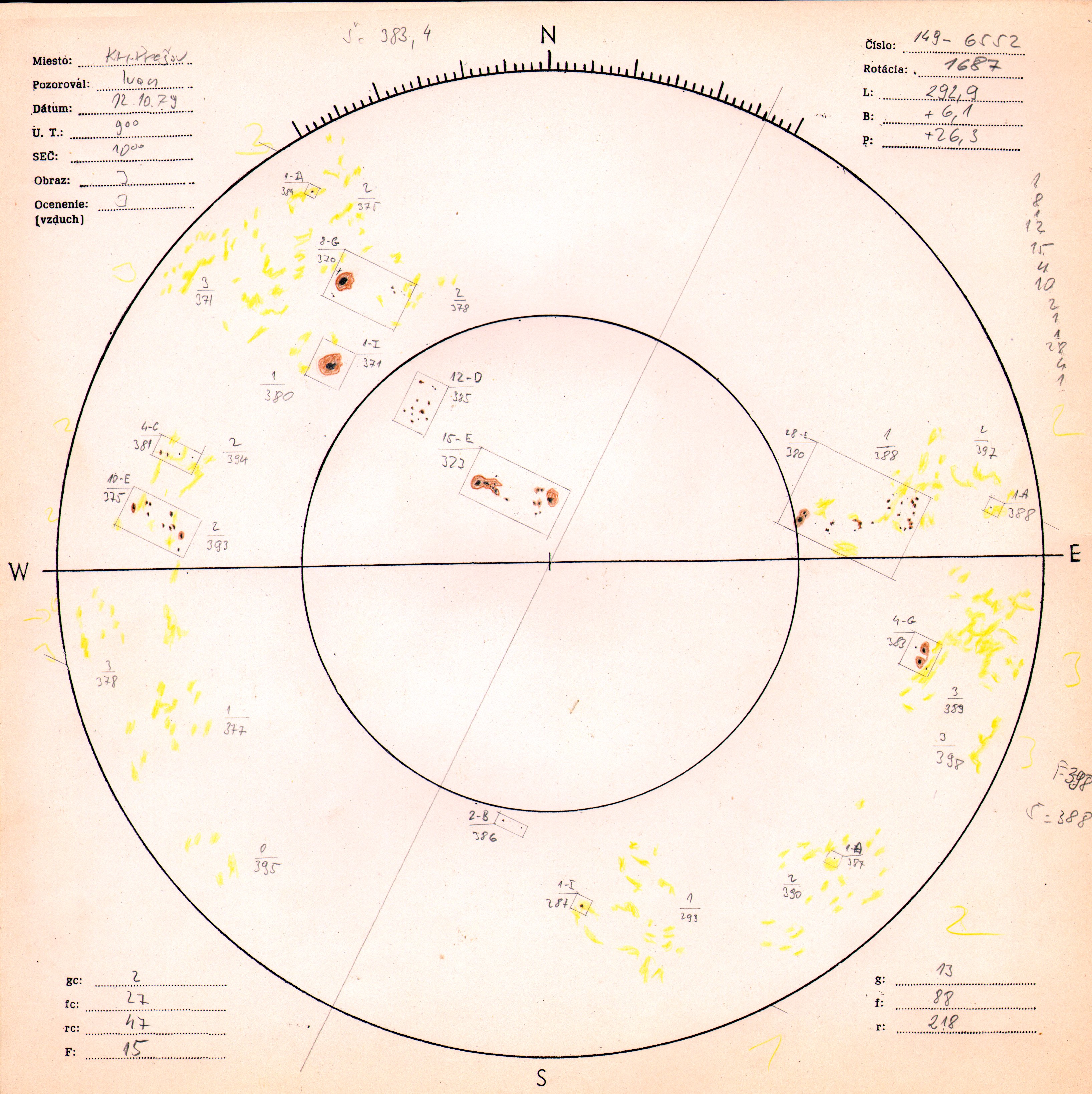 Obrázok zákresu Slnka na deň 12.10.1979