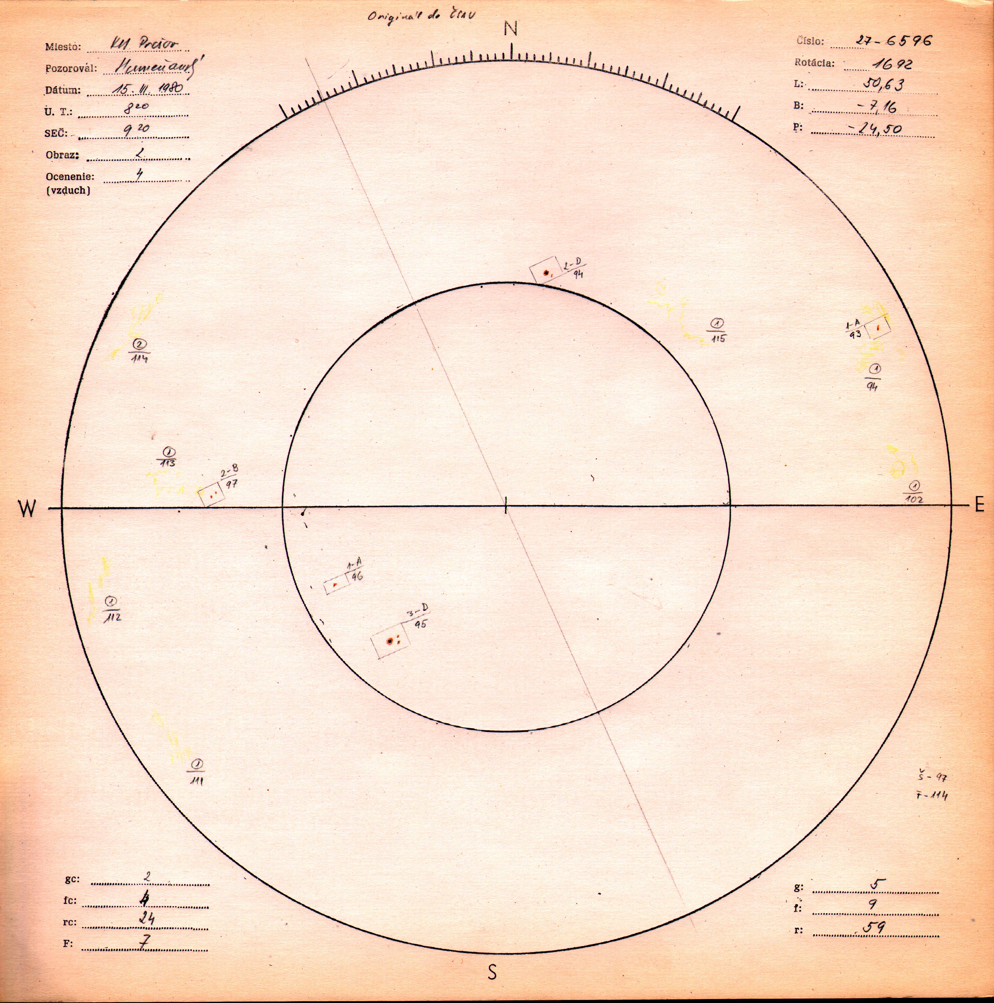 Obrázok zákresu Slnka na deň 15.03.1980