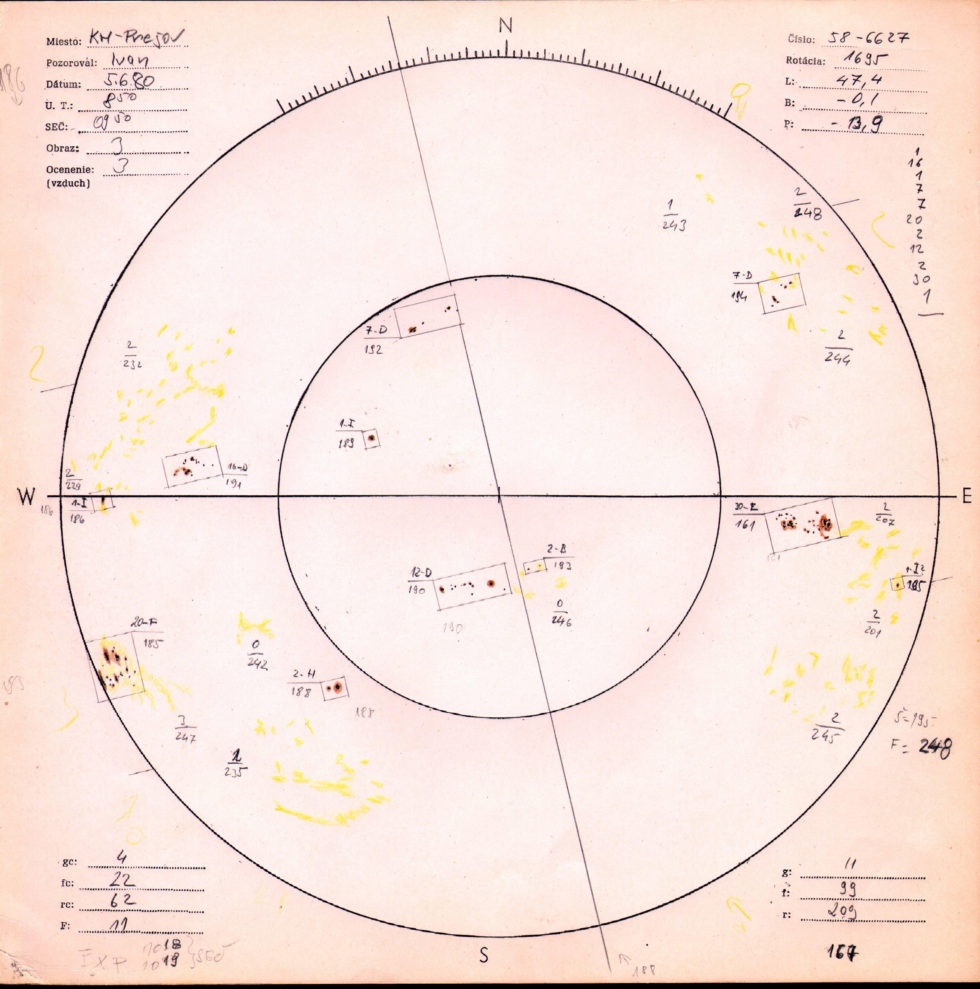 Obrázok zákresu Slnka na deň 05.06.1980