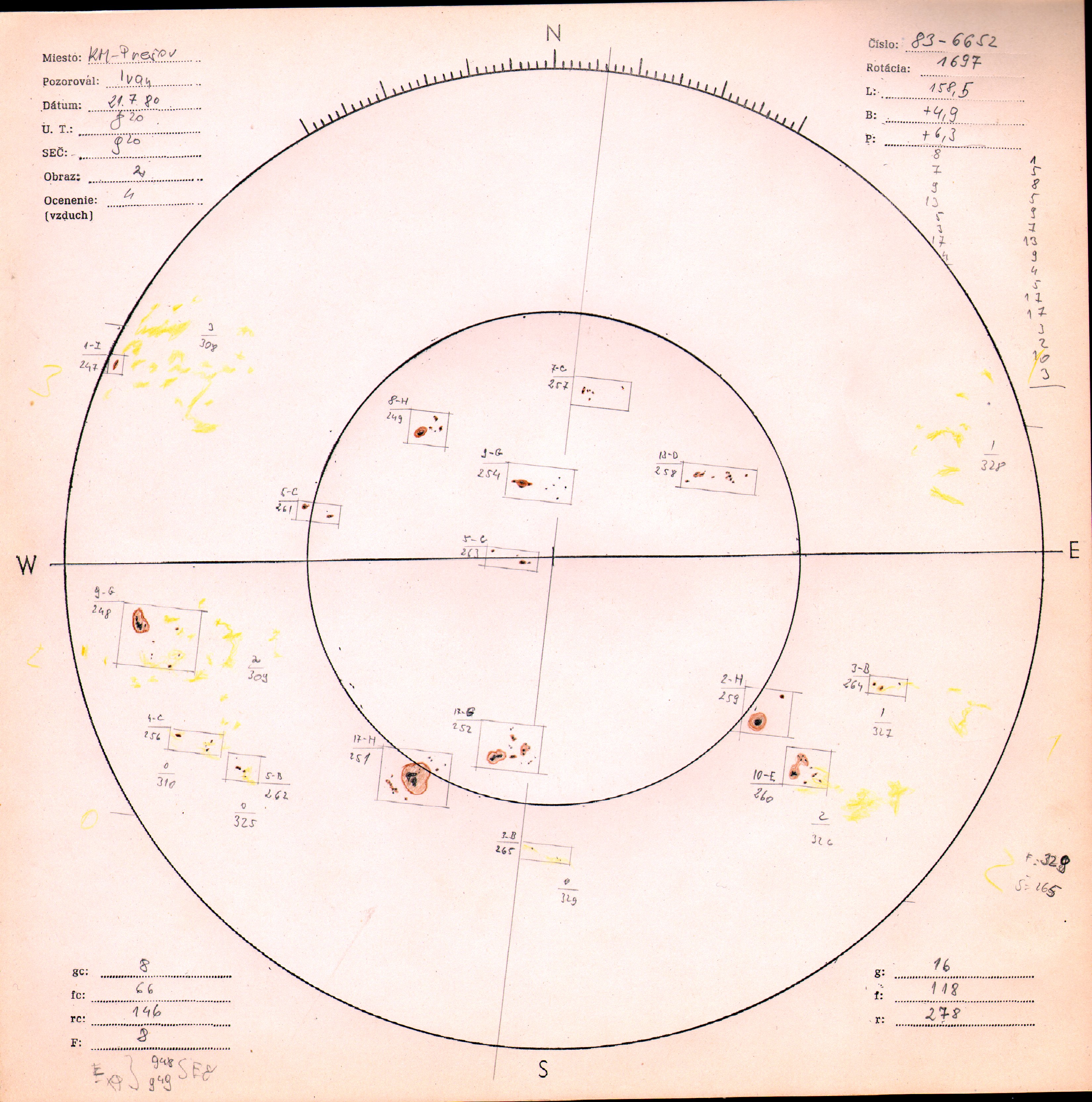 Obrázok zákresu Slnka na deň 21.07.1980