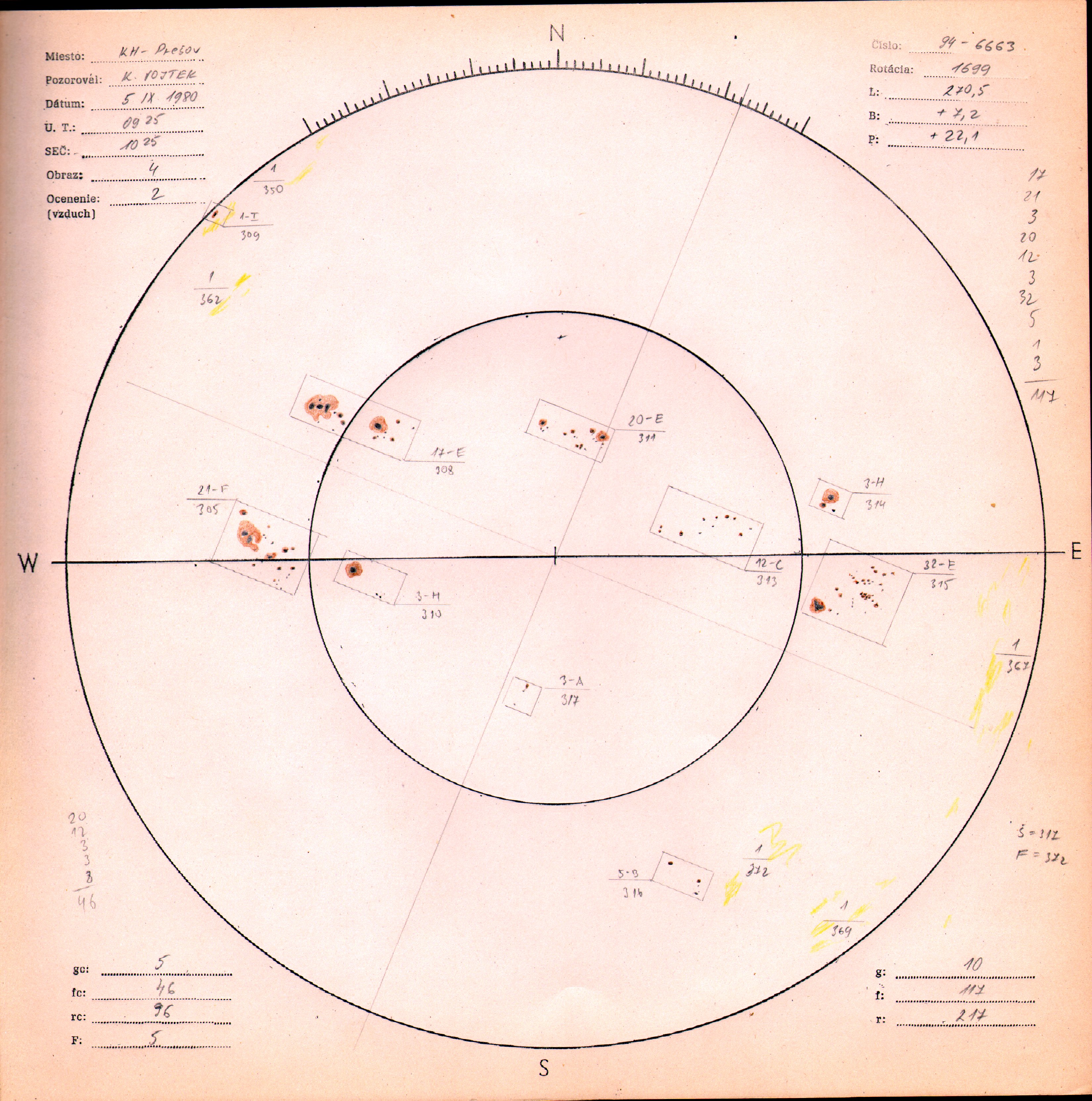 Obrázok zákresu Slnka na deň 05.09.1980