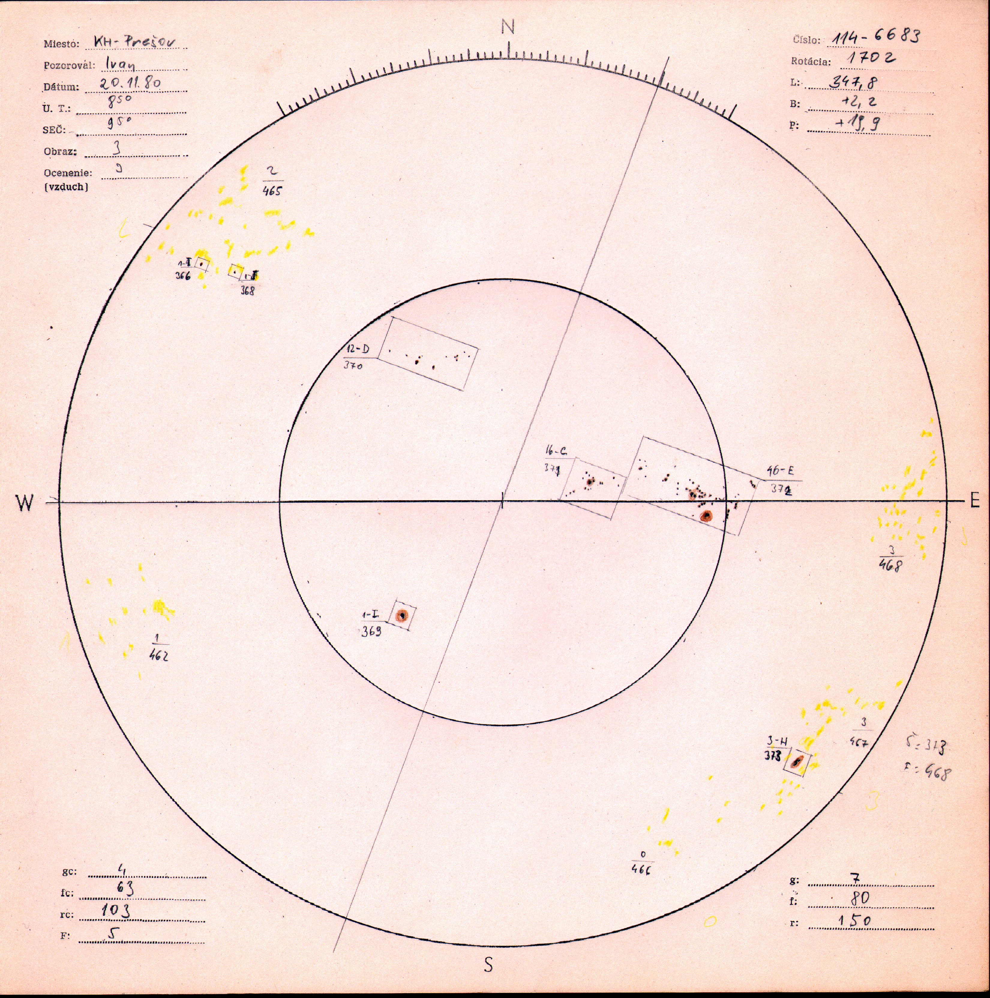 Obrázok zákresu Slnka na deň 20.11.1980