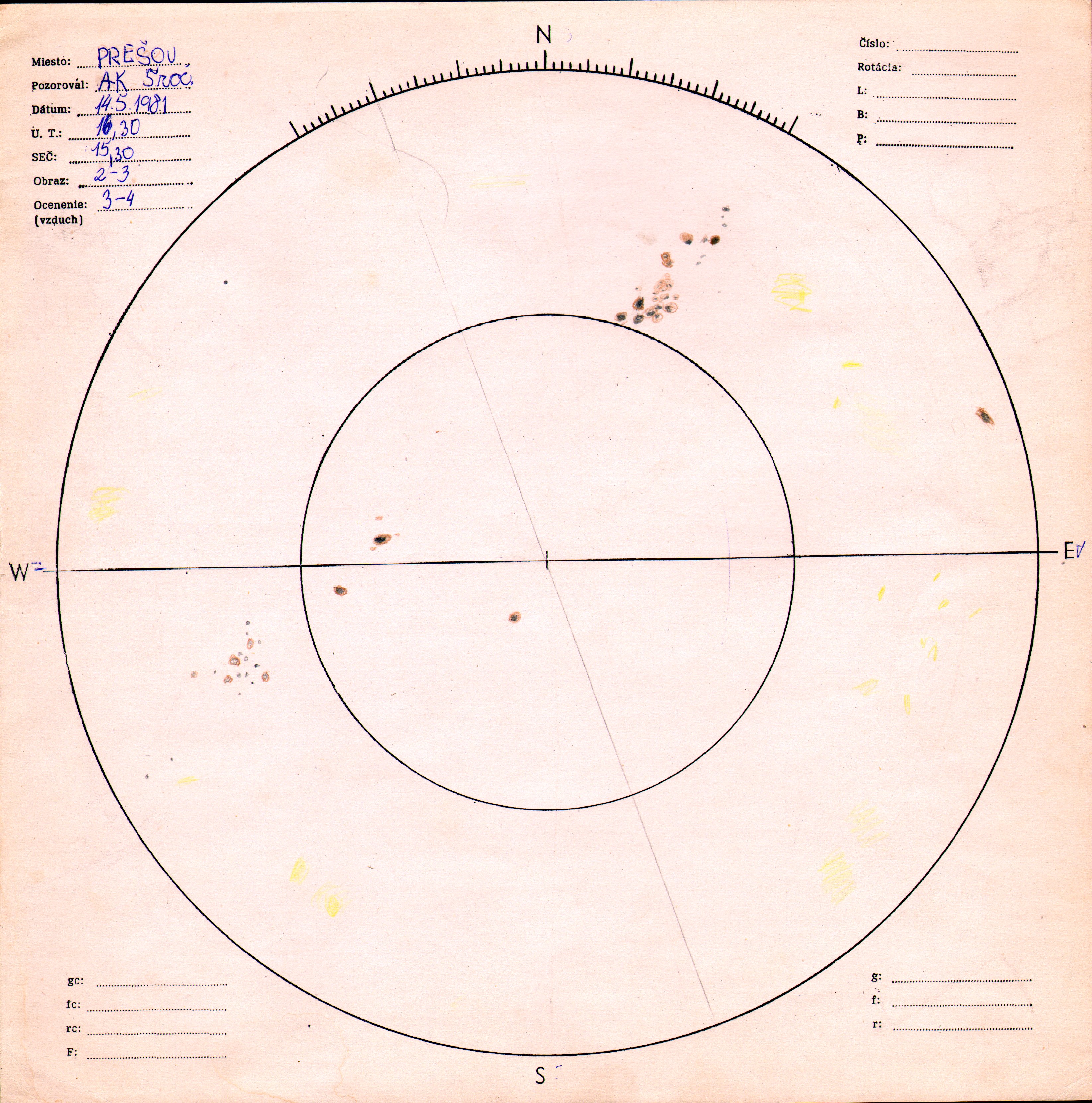 Obrázok zákresu Slnka na deň 14.05.1981