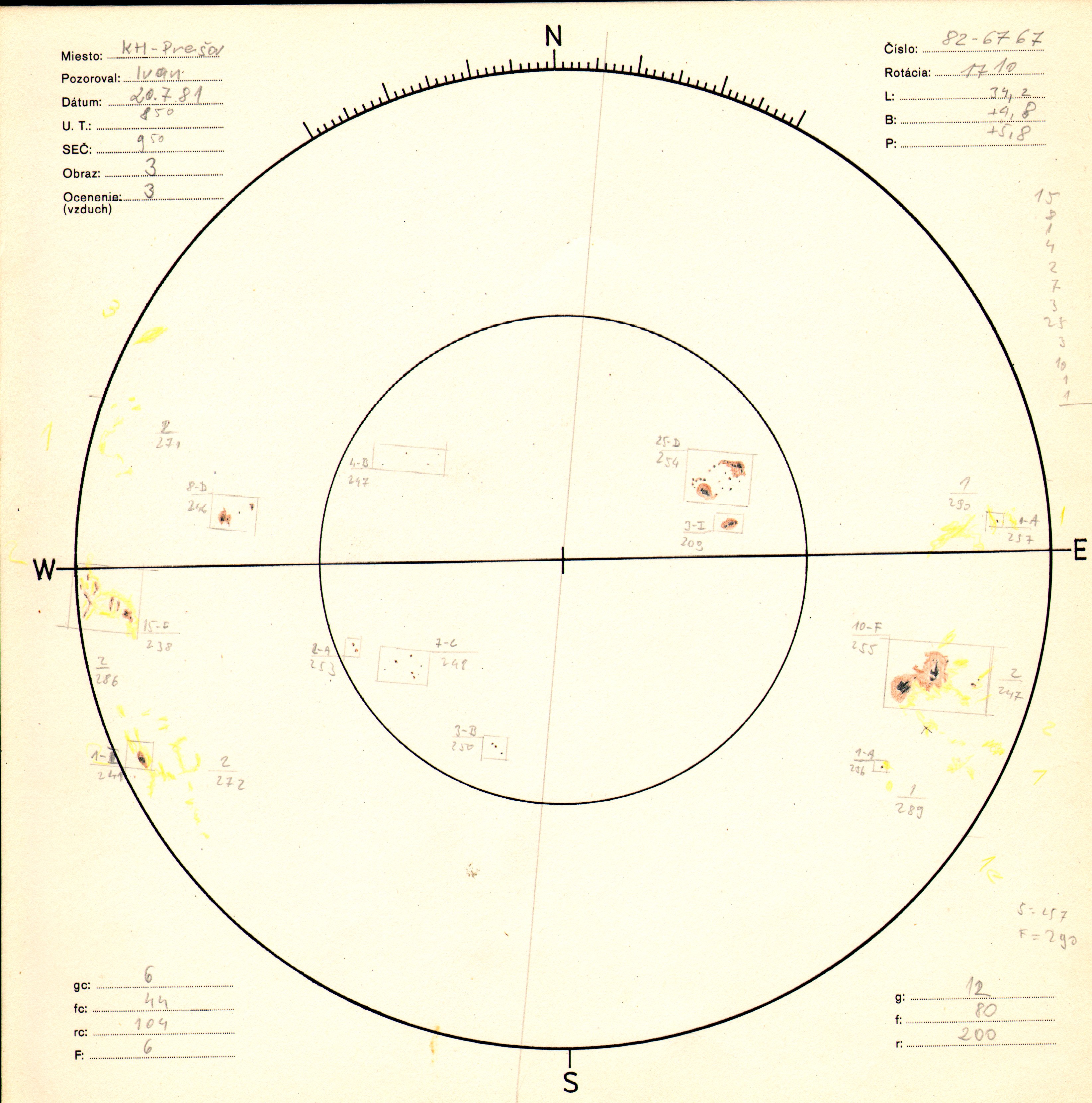 Obrázok zákresu Slnka na deň 20.07.1981