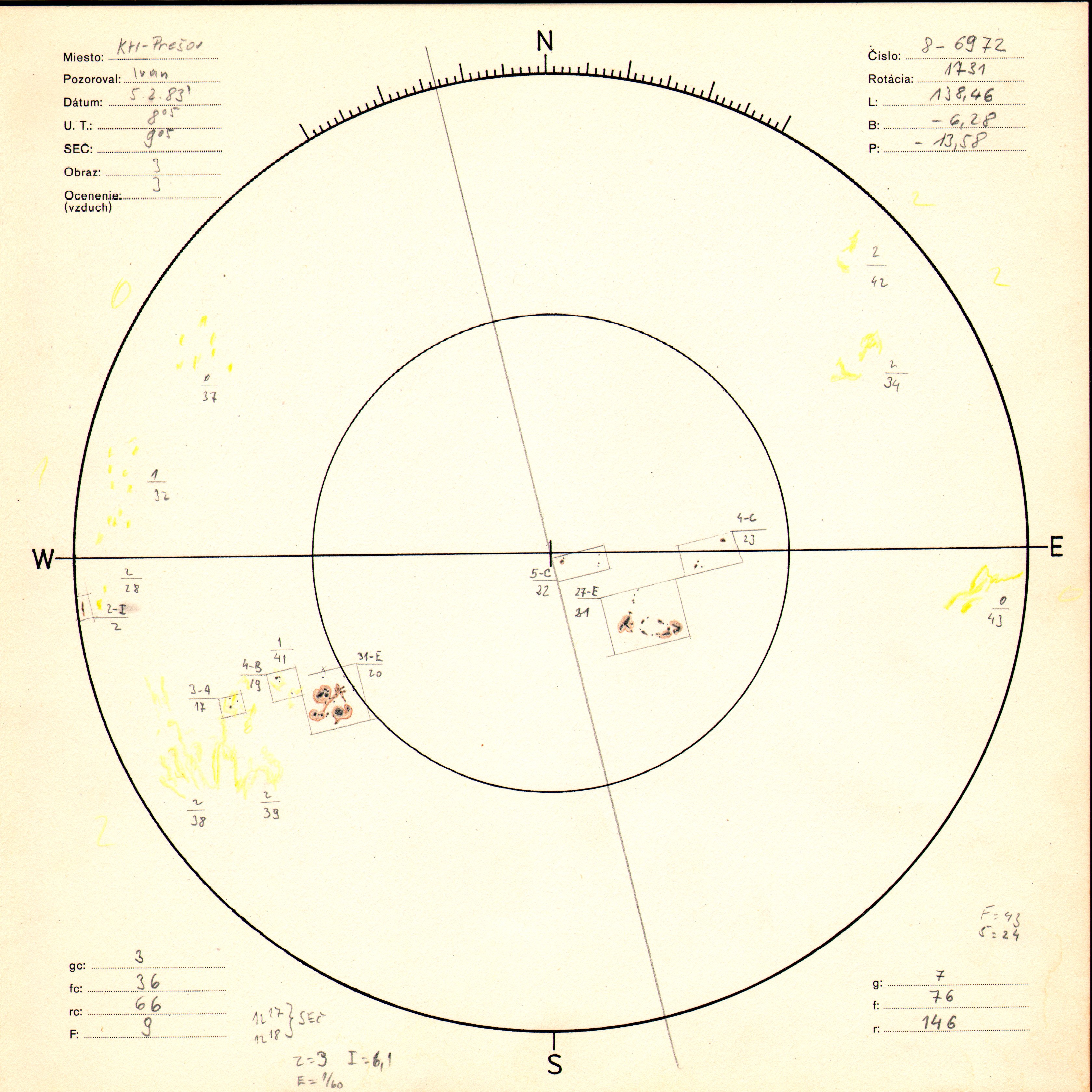 Obrázok zákresu Slnka na deň 05.02.1983