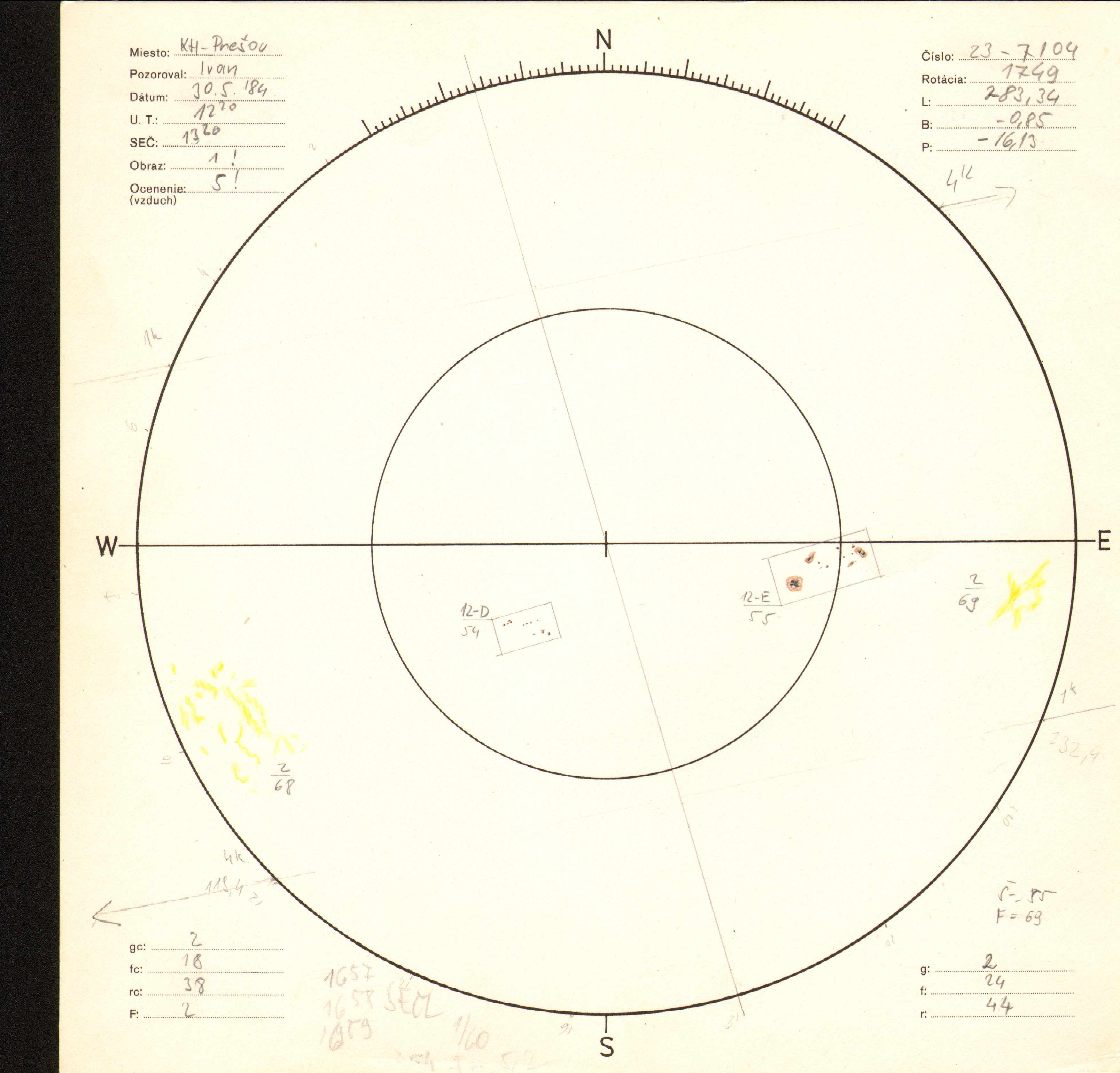 Obrázok zákresu Slnka na deň 30.05.1984