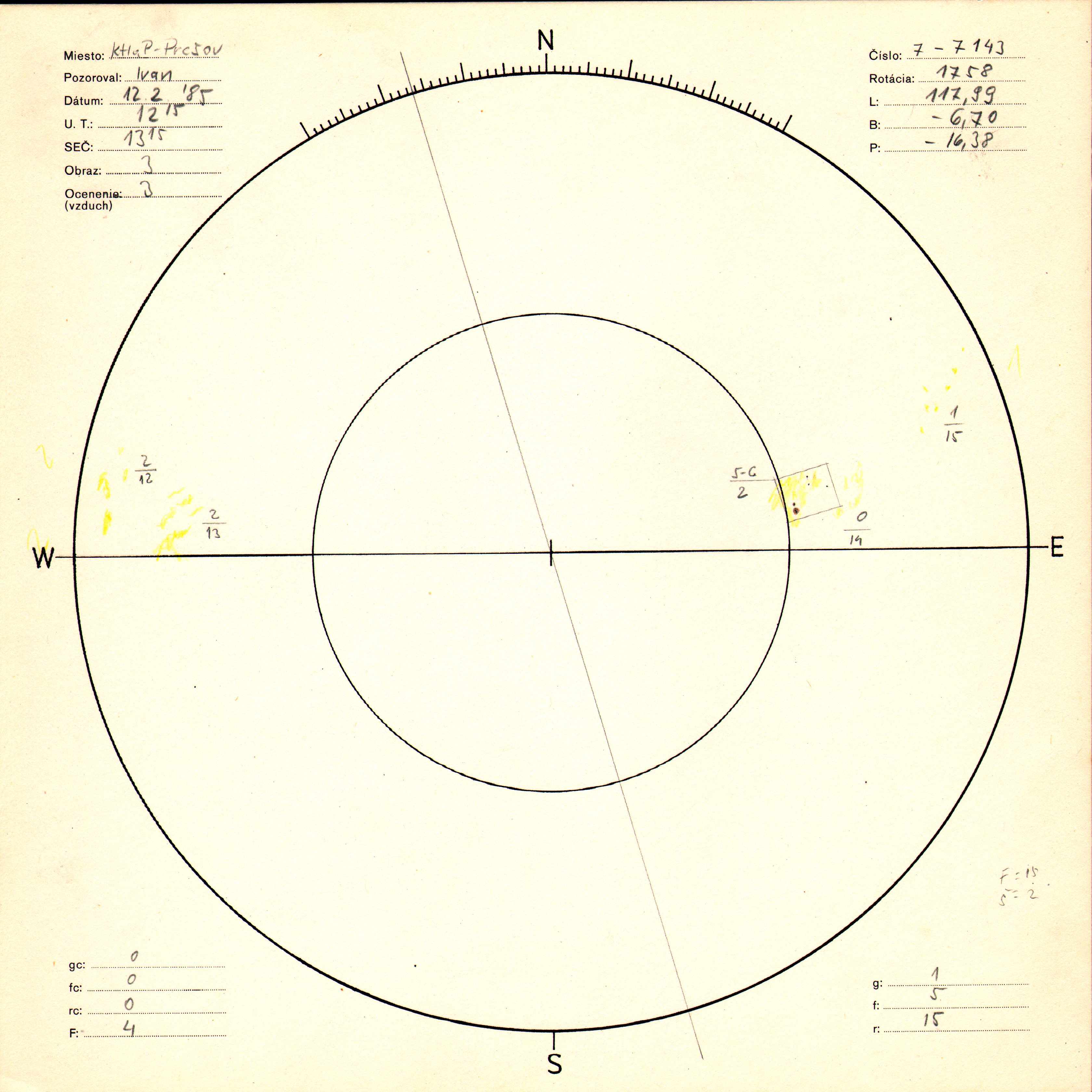 Obrázok zákresu Slnka na deň 12.02.1985