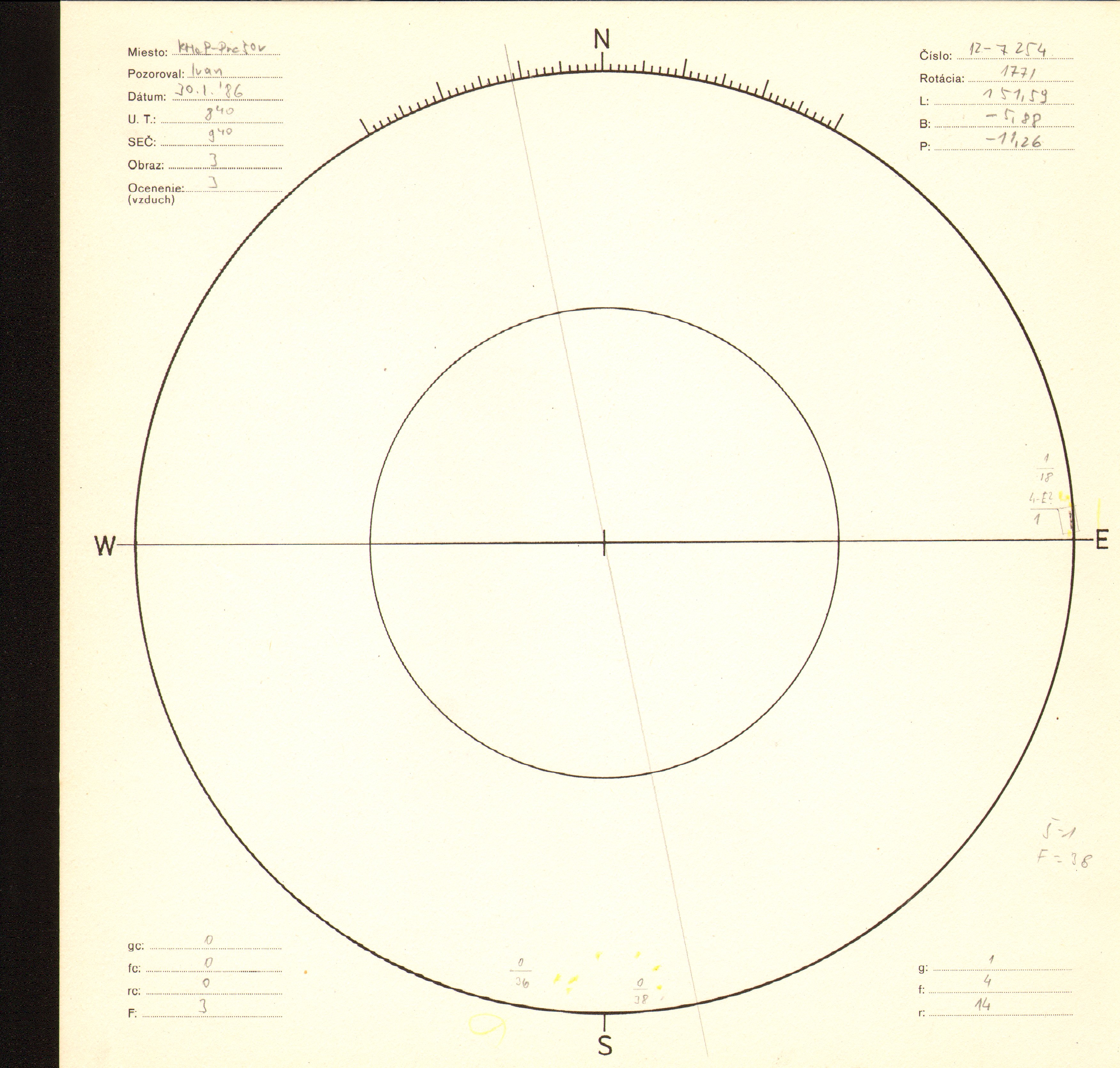Obrázok zákresu Slnka na deň 30.01.1986