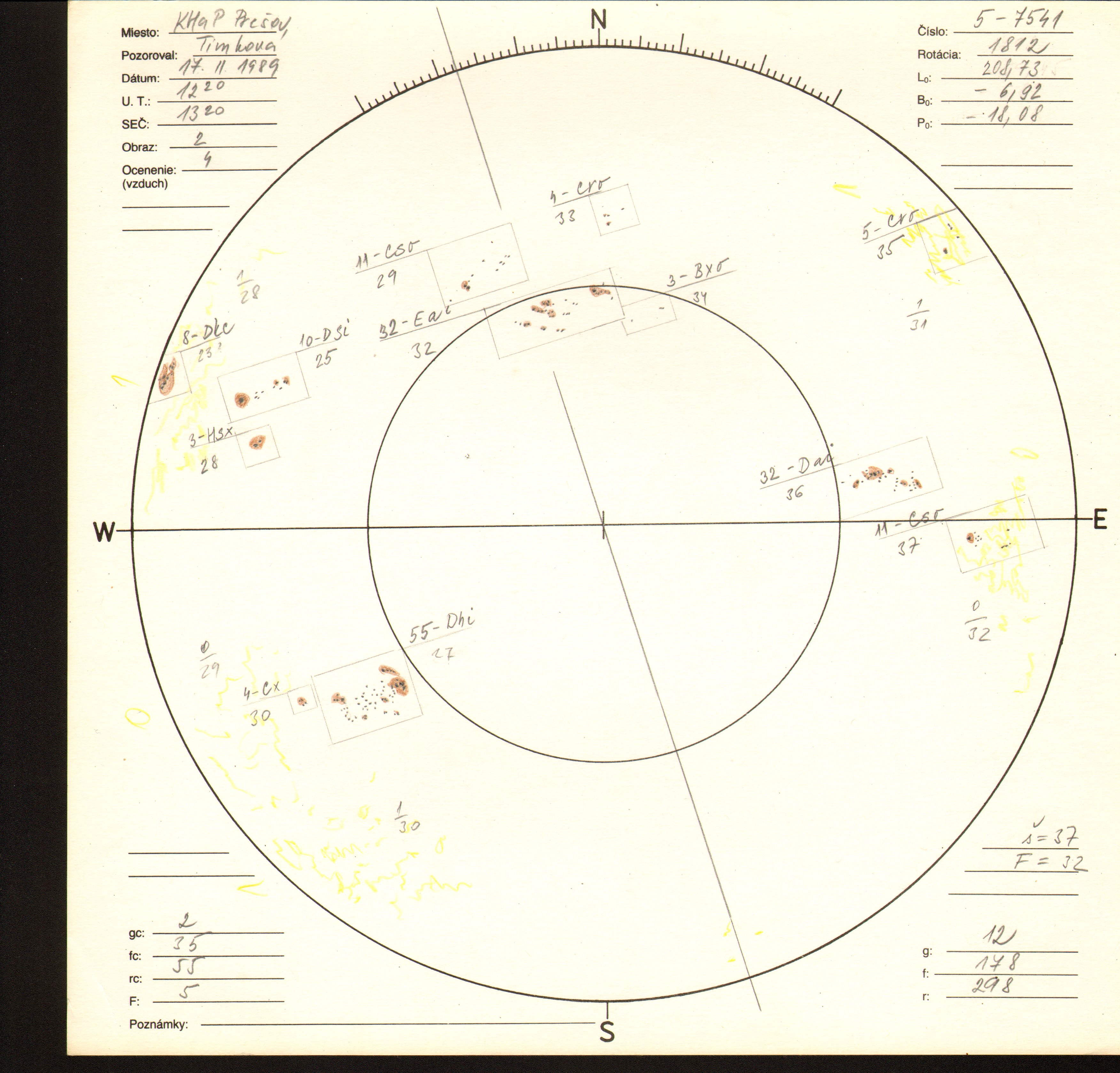 Obrázok zákresu Slnka na deň 17.02.1989