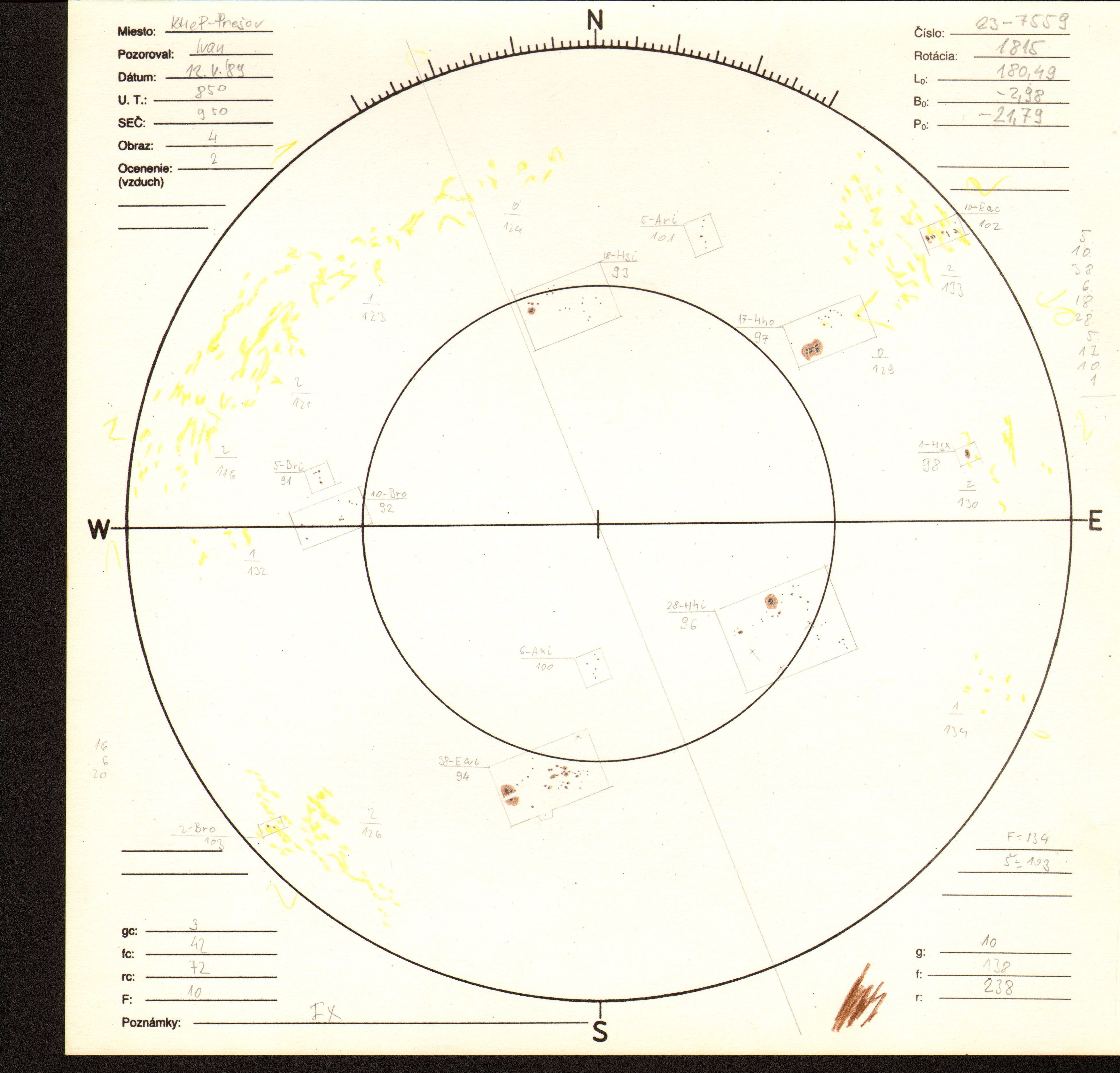 Obrázok zákresu Slnka na deň 12.05.1989