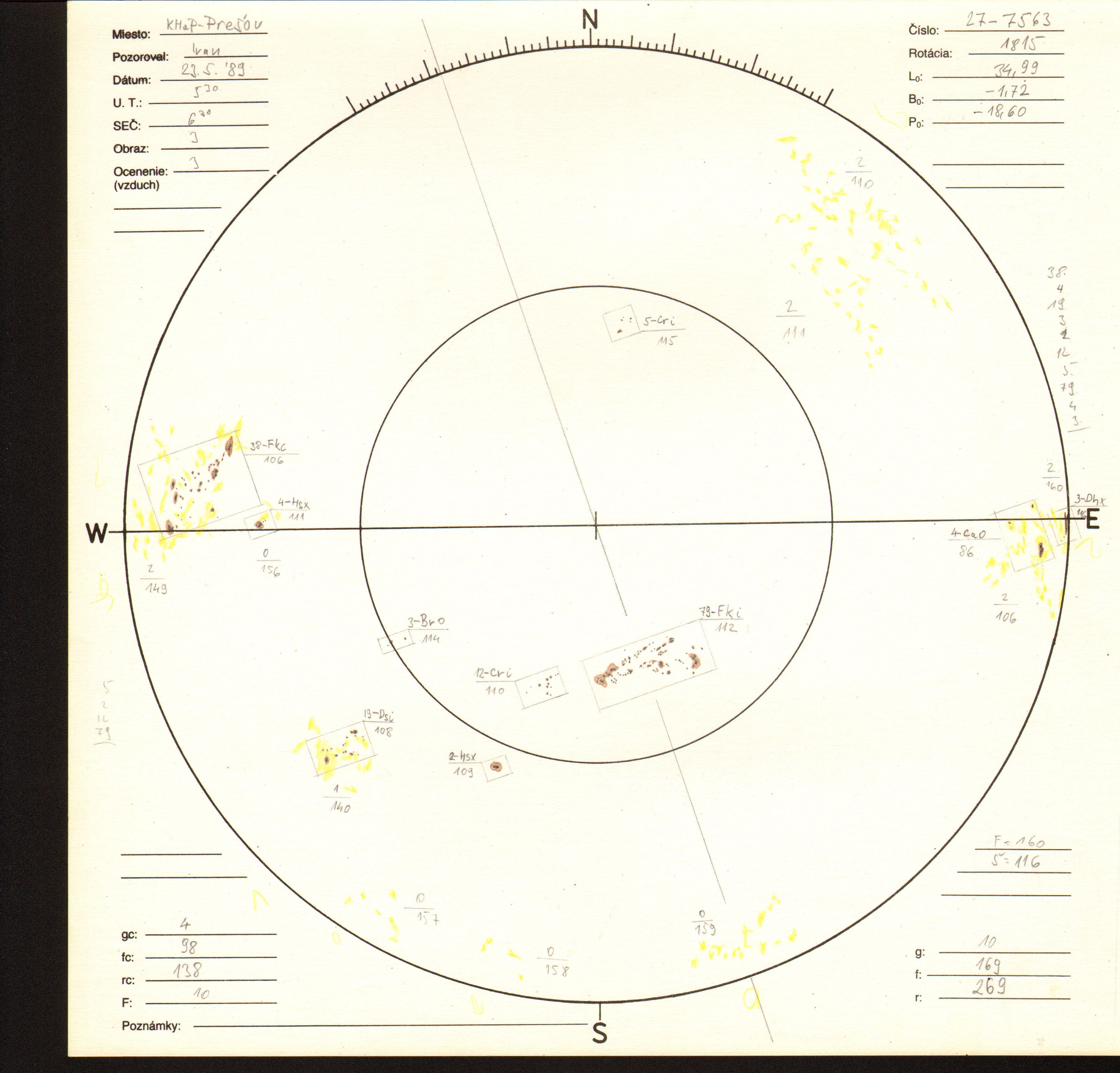 Obrázok zákresu Slnka na deň 23.05.1989