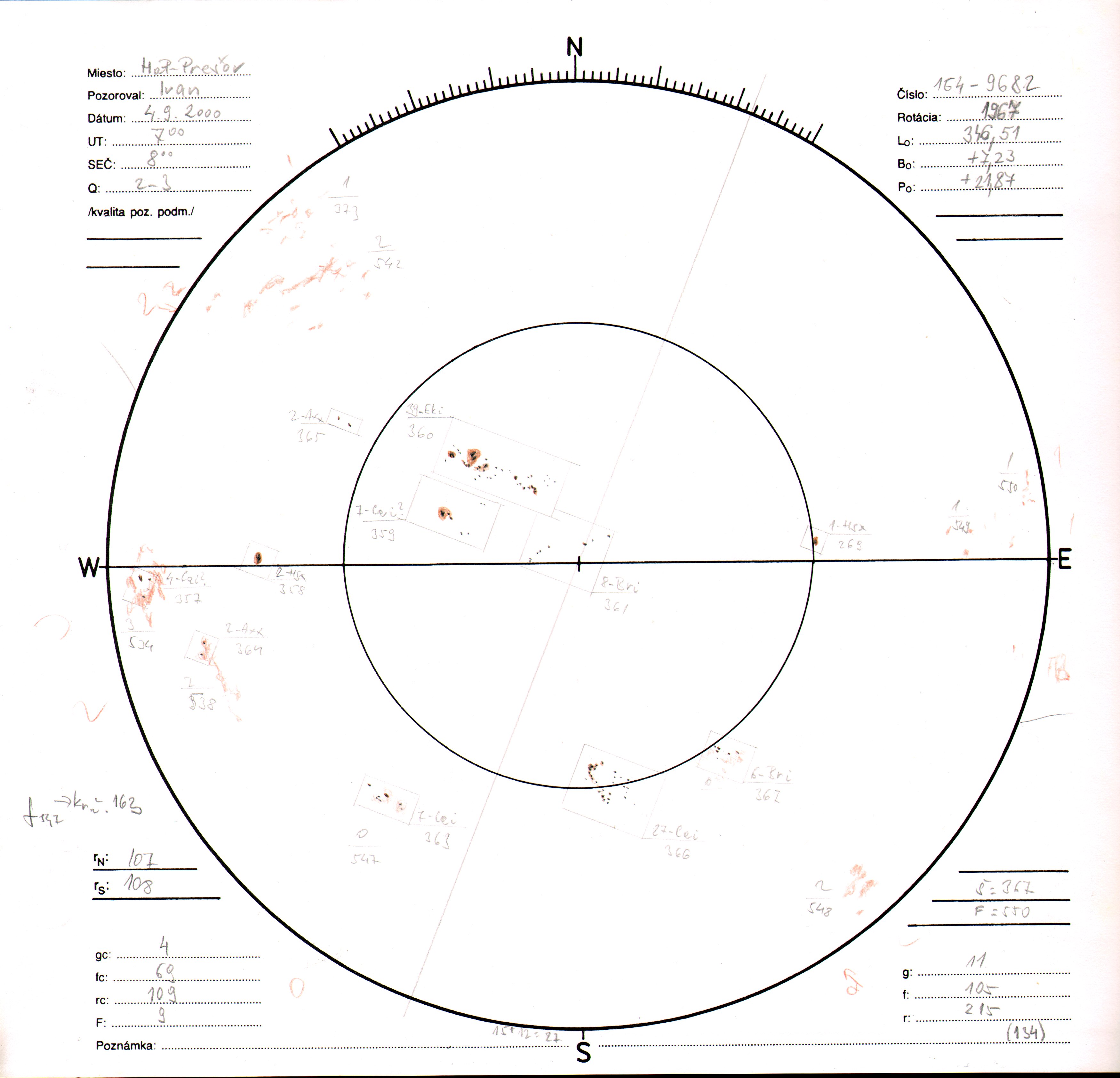Obrázok zákresu Slnka na deň 04.09.2000