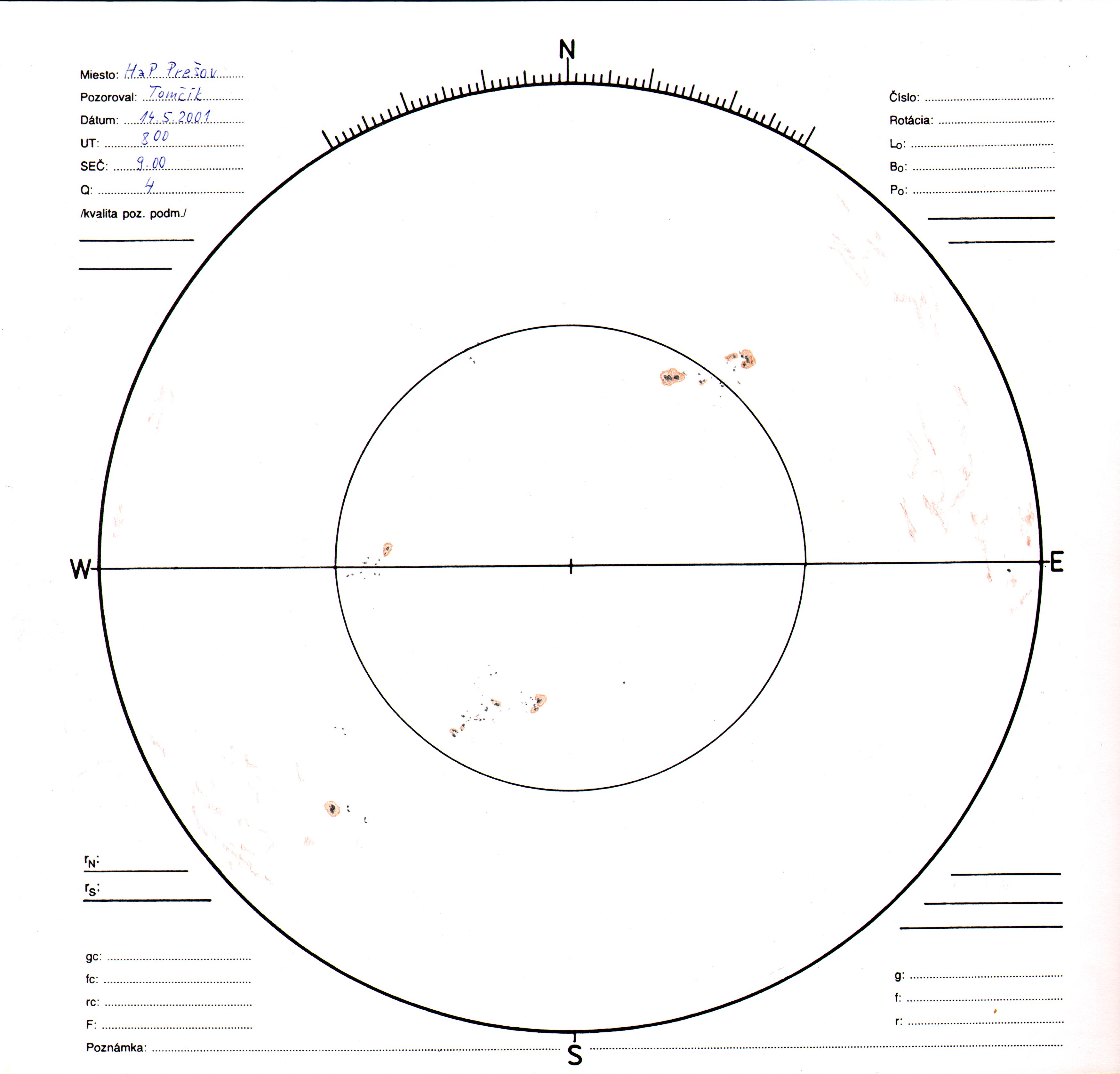 Obrázok zákresu Slnka na deň 14.05.2001
