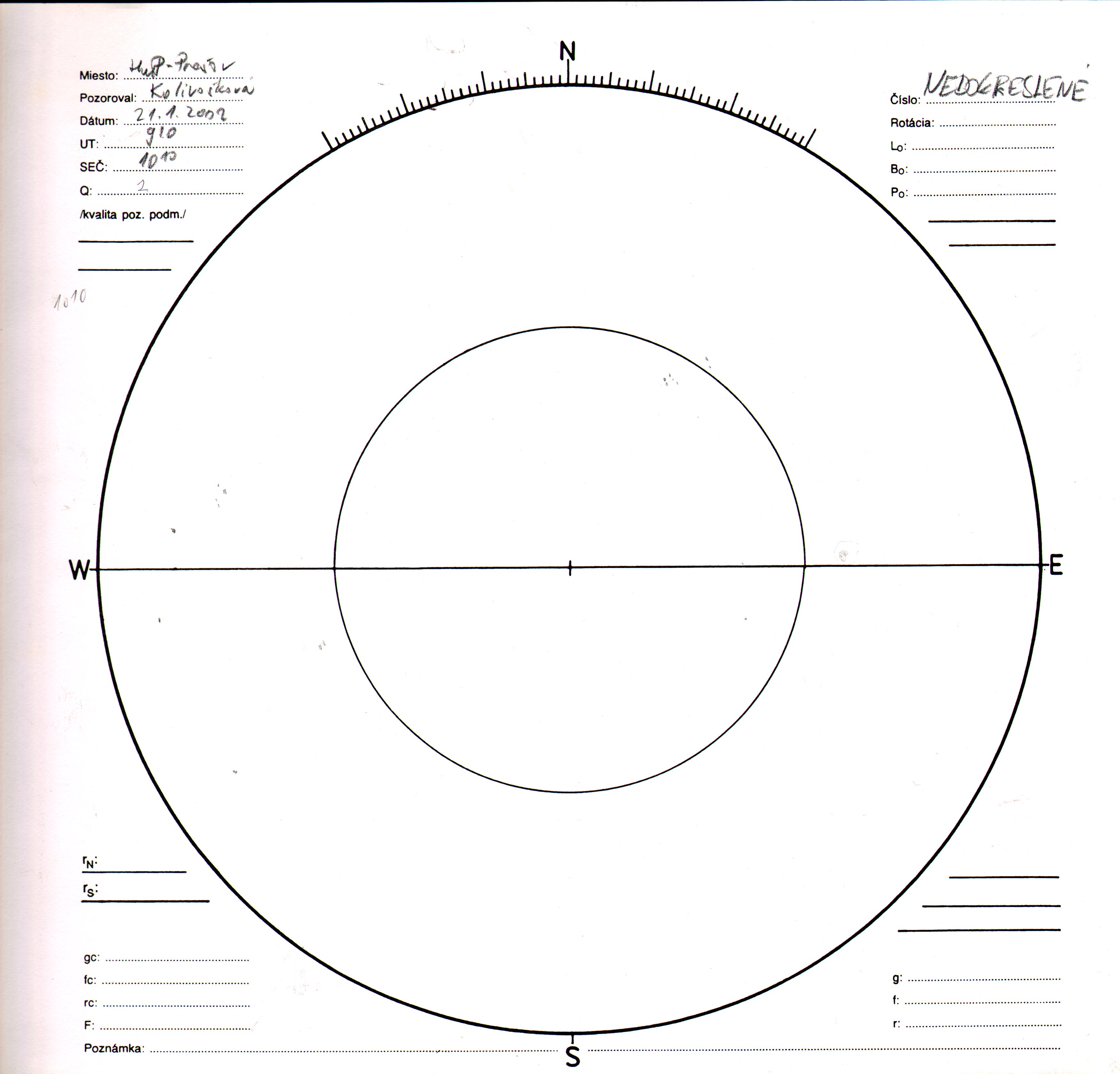 Obrázok zákresu Slnka na deň 21.01.2002