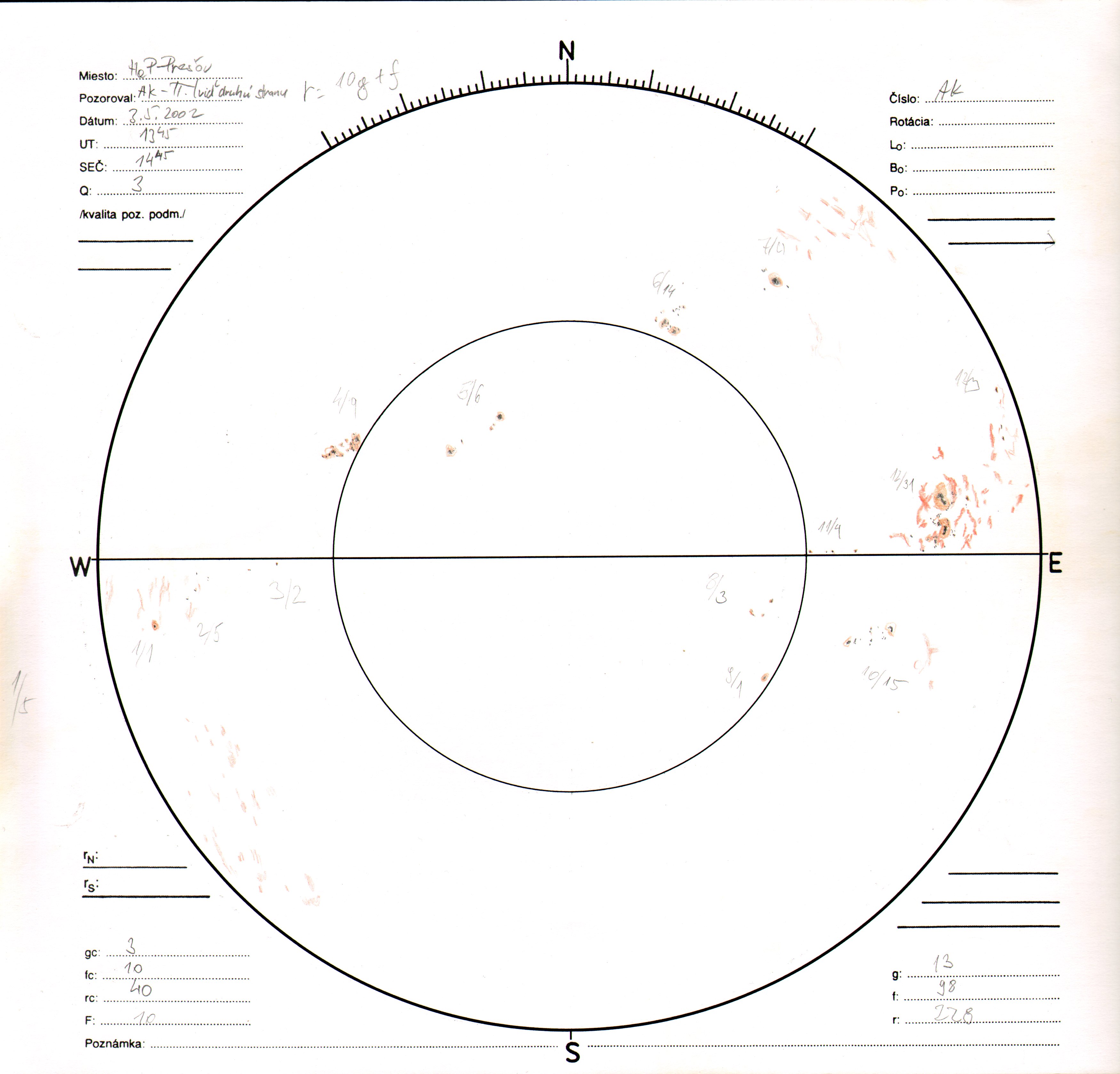 Obrázok zákresu Slnka na deň 03.05.2002