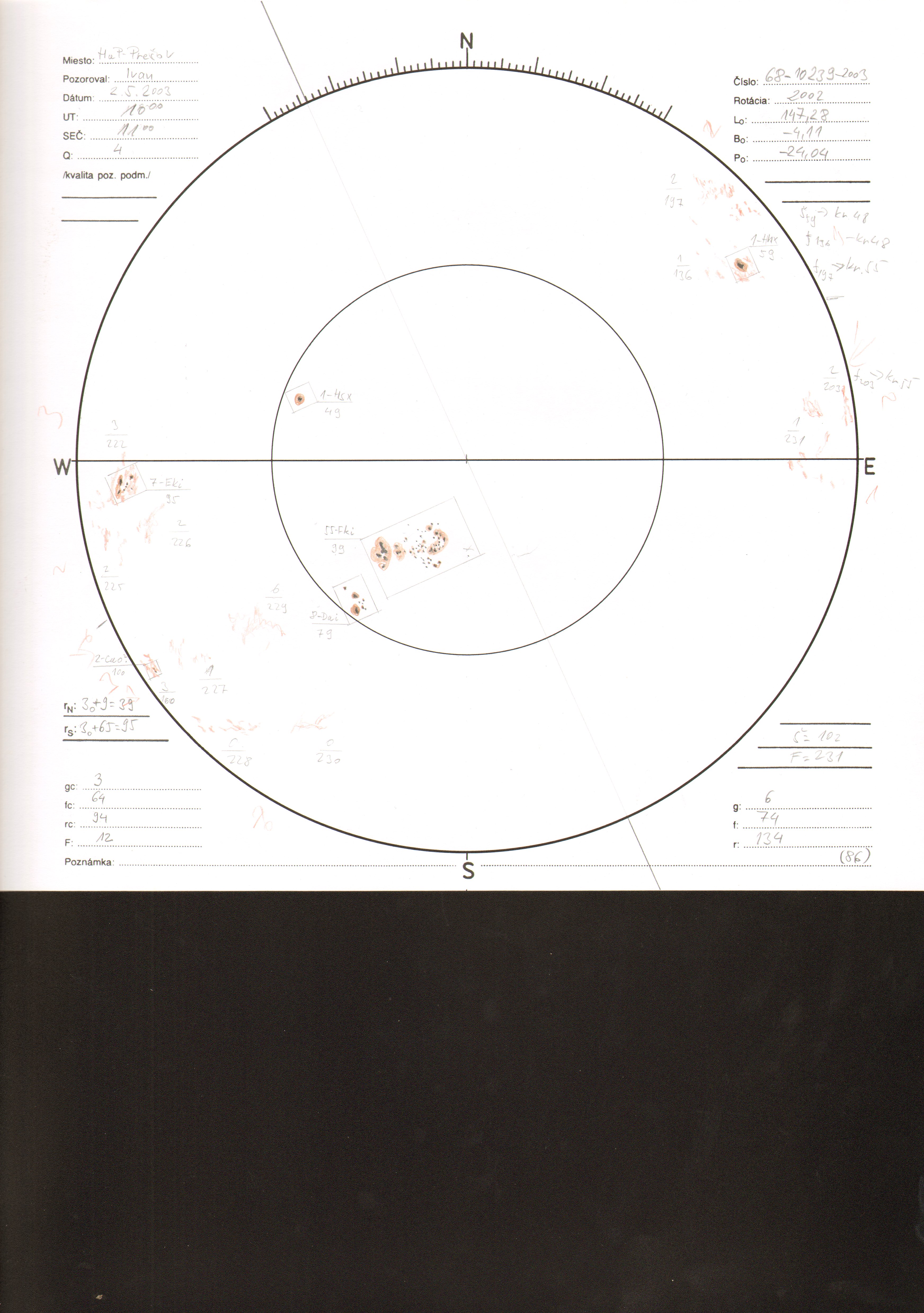Obrázok zákresu Slnka na deň 02.05.2003
