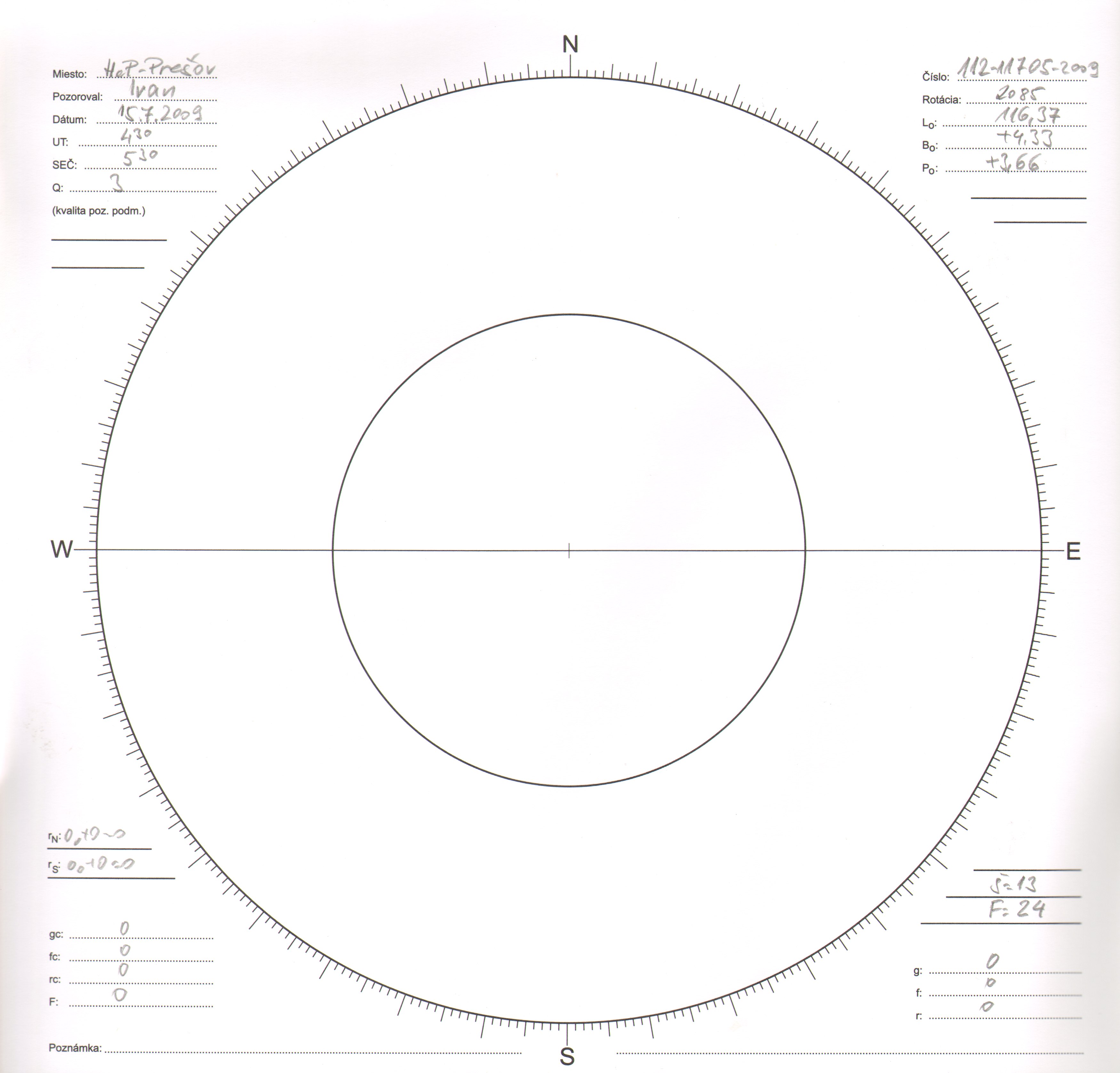 Obrázok zákresu Slnka na deň 09.20.1507